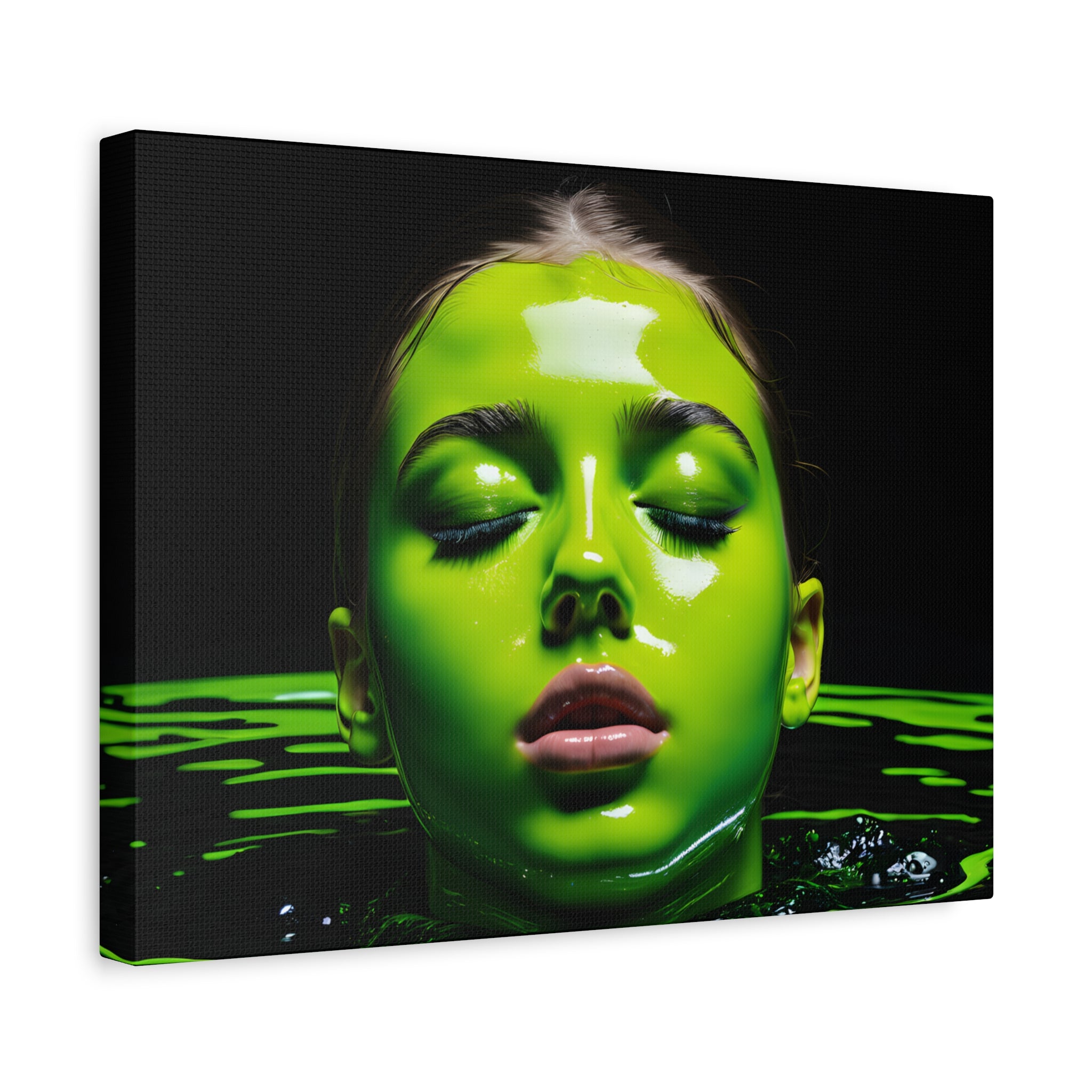 Neon Green Portrait Matte Canvas Print — Stretched Wall Art
