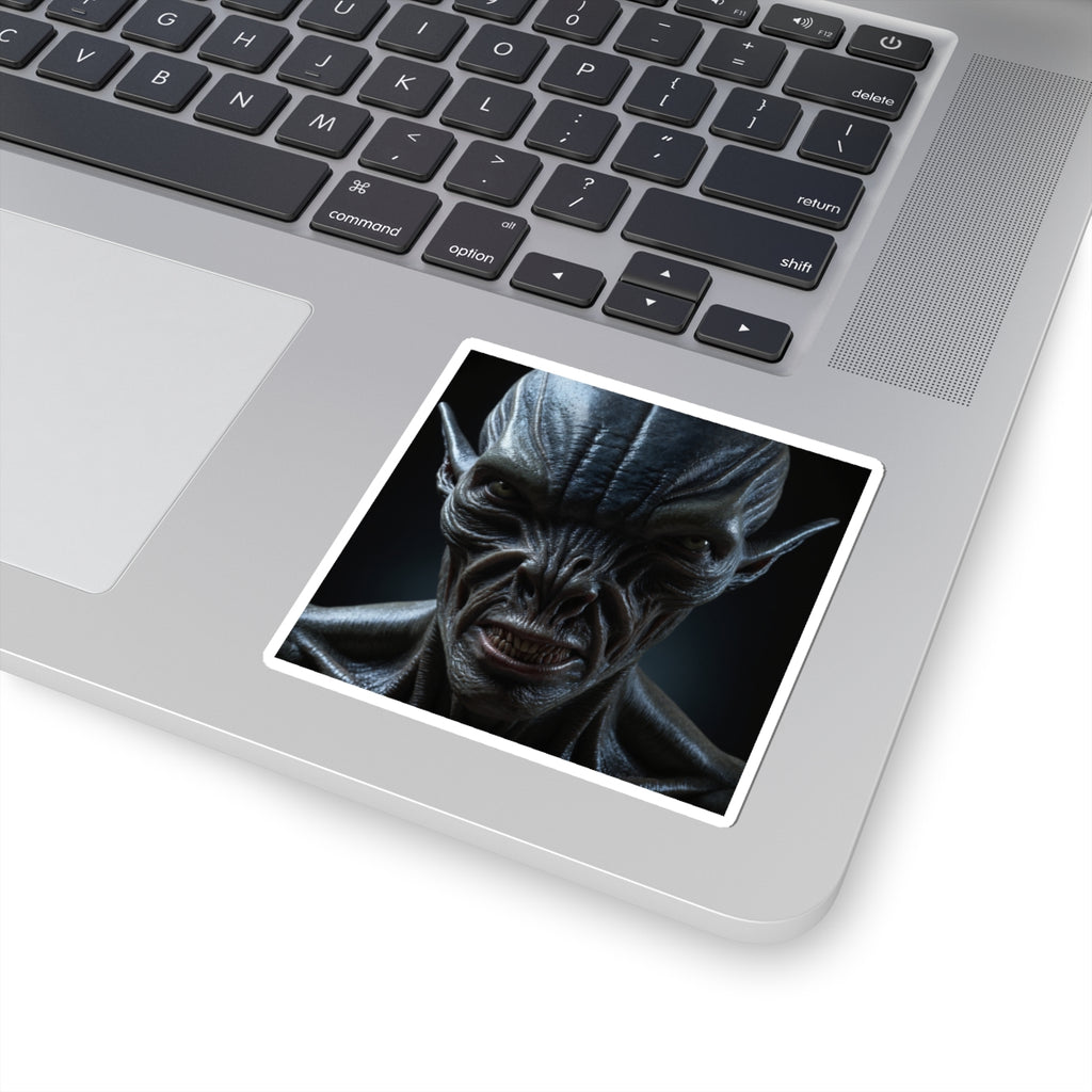 Vampiric Demon Portrait Sticker — Dark Gothic Horror Kiss‑Cut Decal