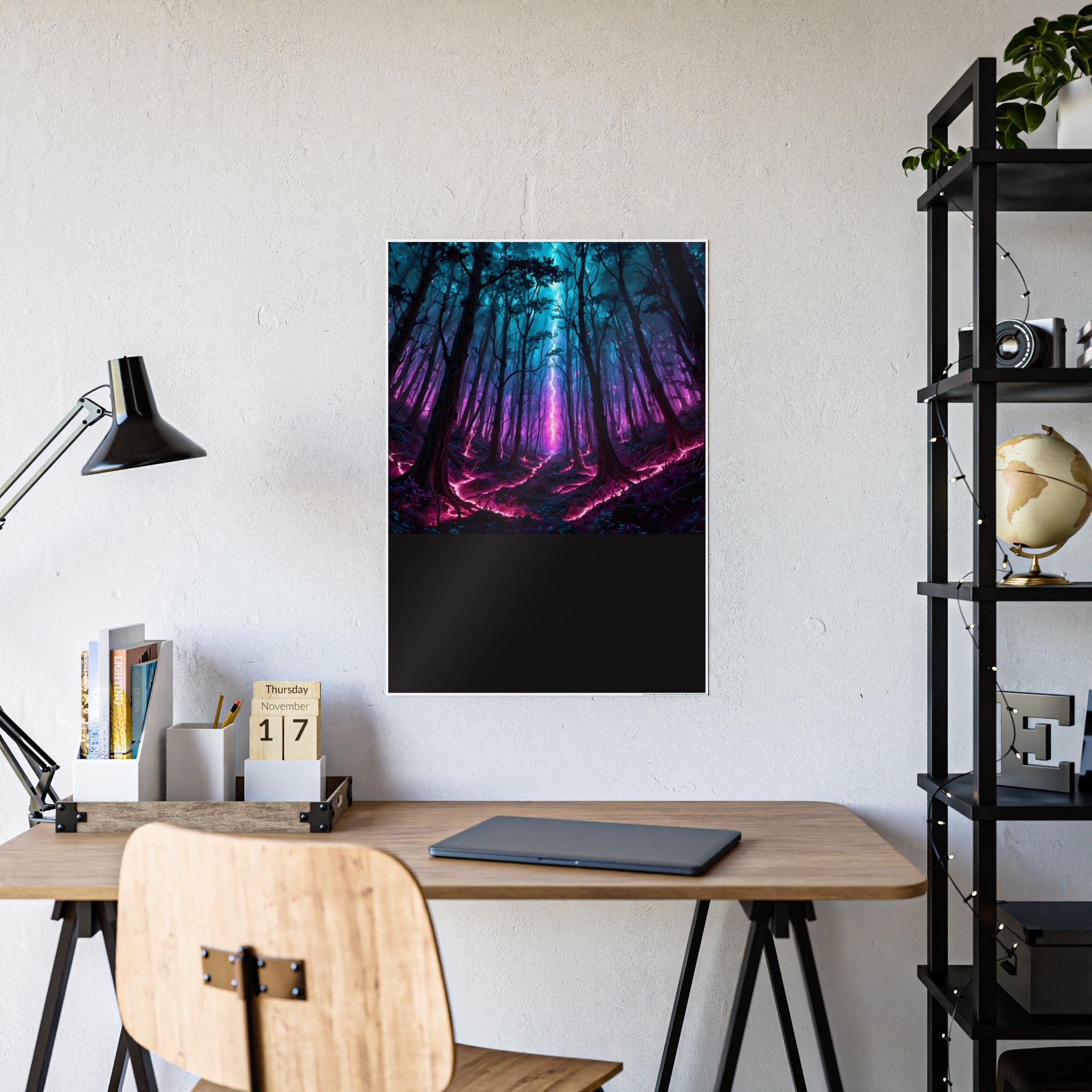 Neon Forest Gloss Poster — Vibrant Fantasy Landscape Wall Art