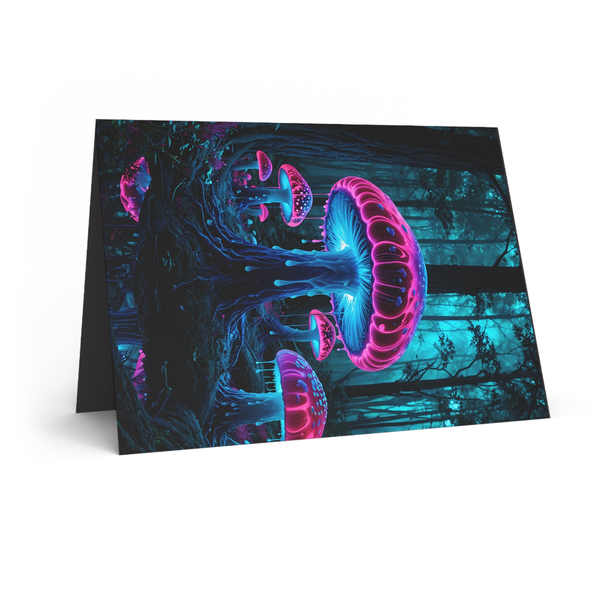 Mystic Neon Mushroom Greeting Card — Psychedelic Forest Art Card for Birthdays, Thank You, or Just Because