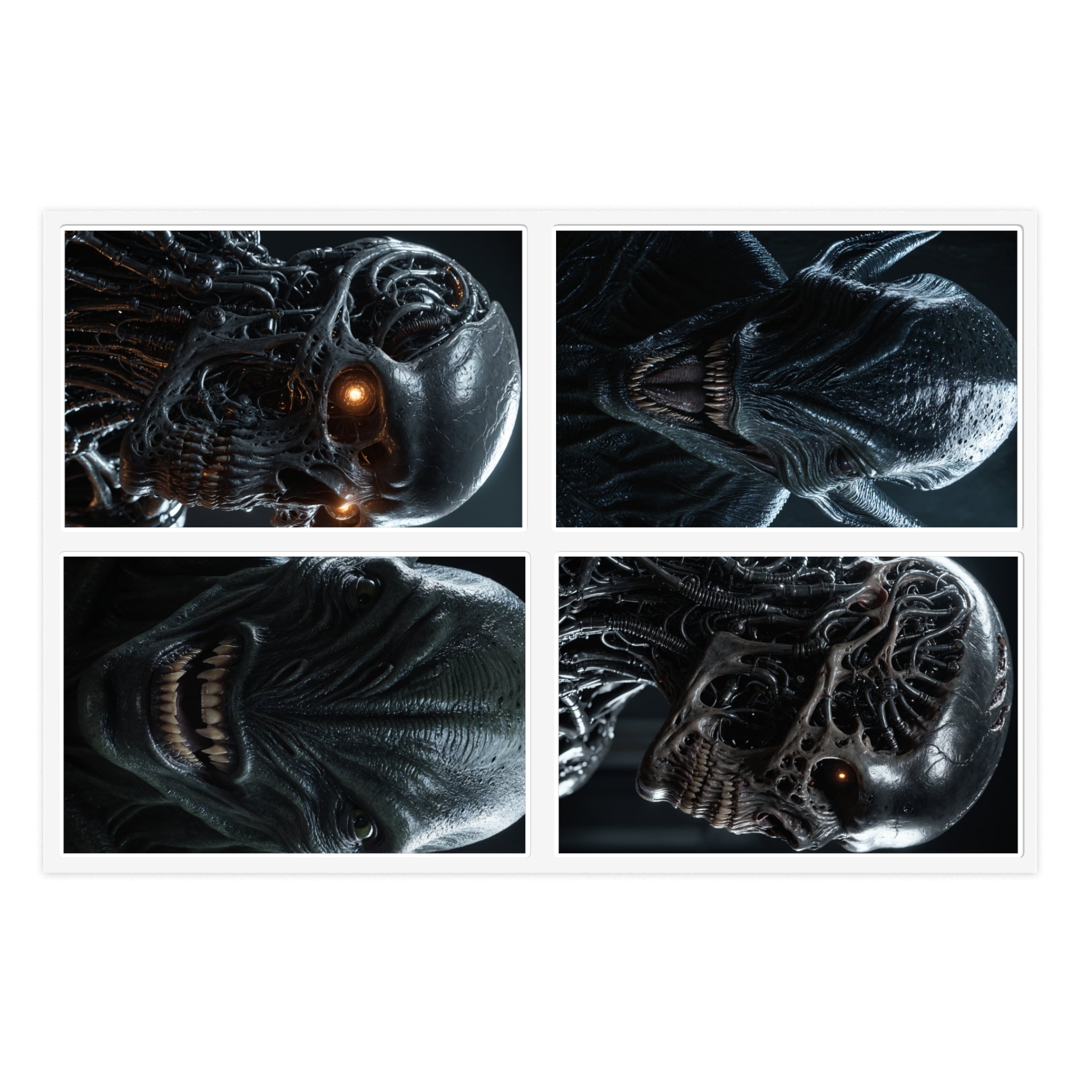 Horror Skull- Alien Sticker Sheet — Dark Creepy Monster Face Decals