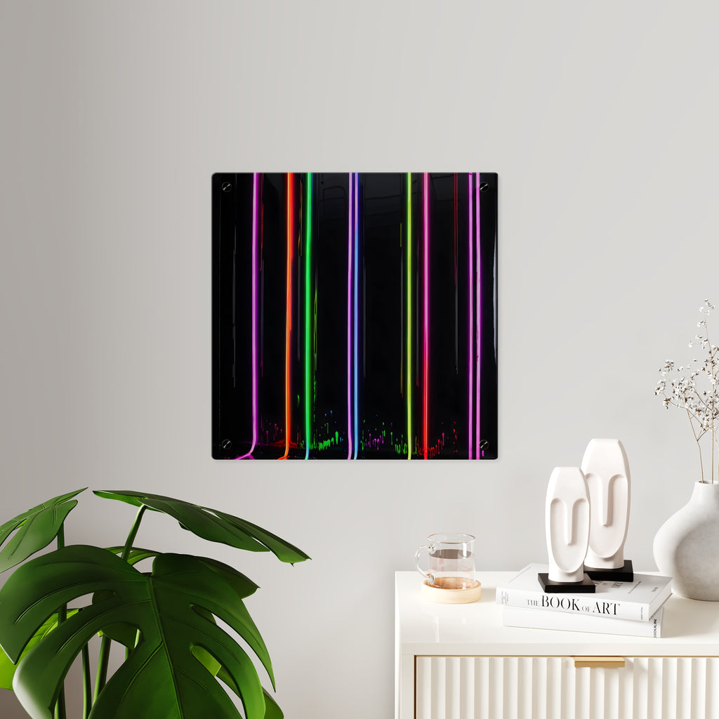 Neon Stripe Acrylic Wall Panel – Colorful Modern LED Light Art
