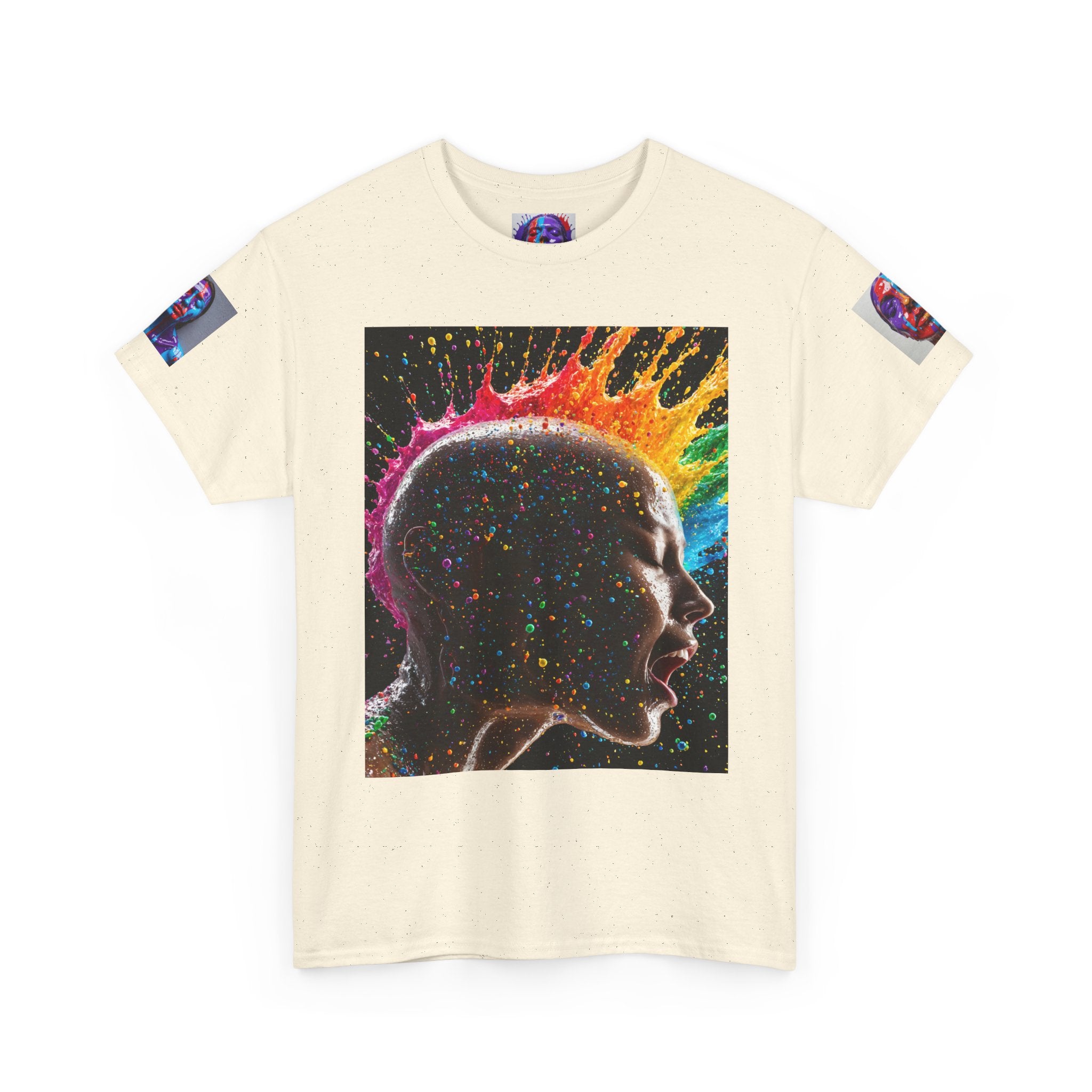 Psychedelic Head Profile Tee — Colorful Neon Abstract Portrait T-Shirt