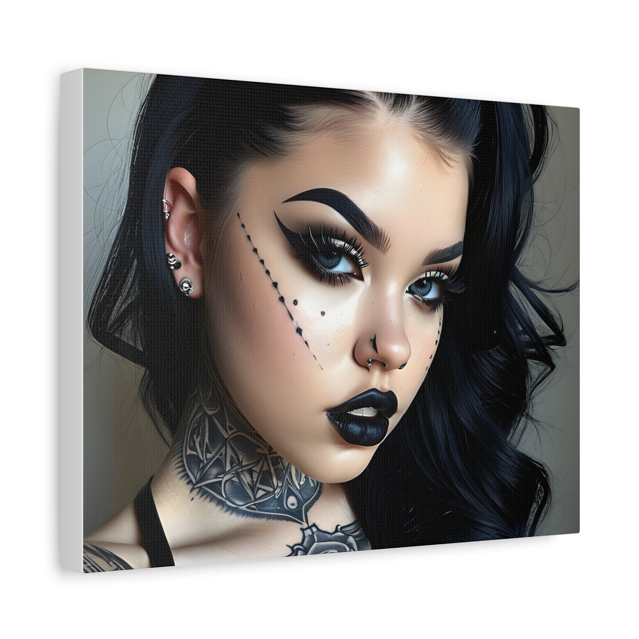 Goth Glam Portrait pinup style Canvas Print — Matte Stretched Wall Art