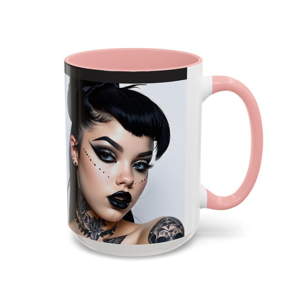 Goth Tattoo Girl Accent Coffee Mug – 11/15oz Black-Lined Ceramic