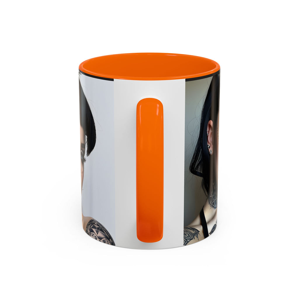 Goth Tattoo Girl Accent Coffee Mug – 11/15oz Black-Lined Ceramic