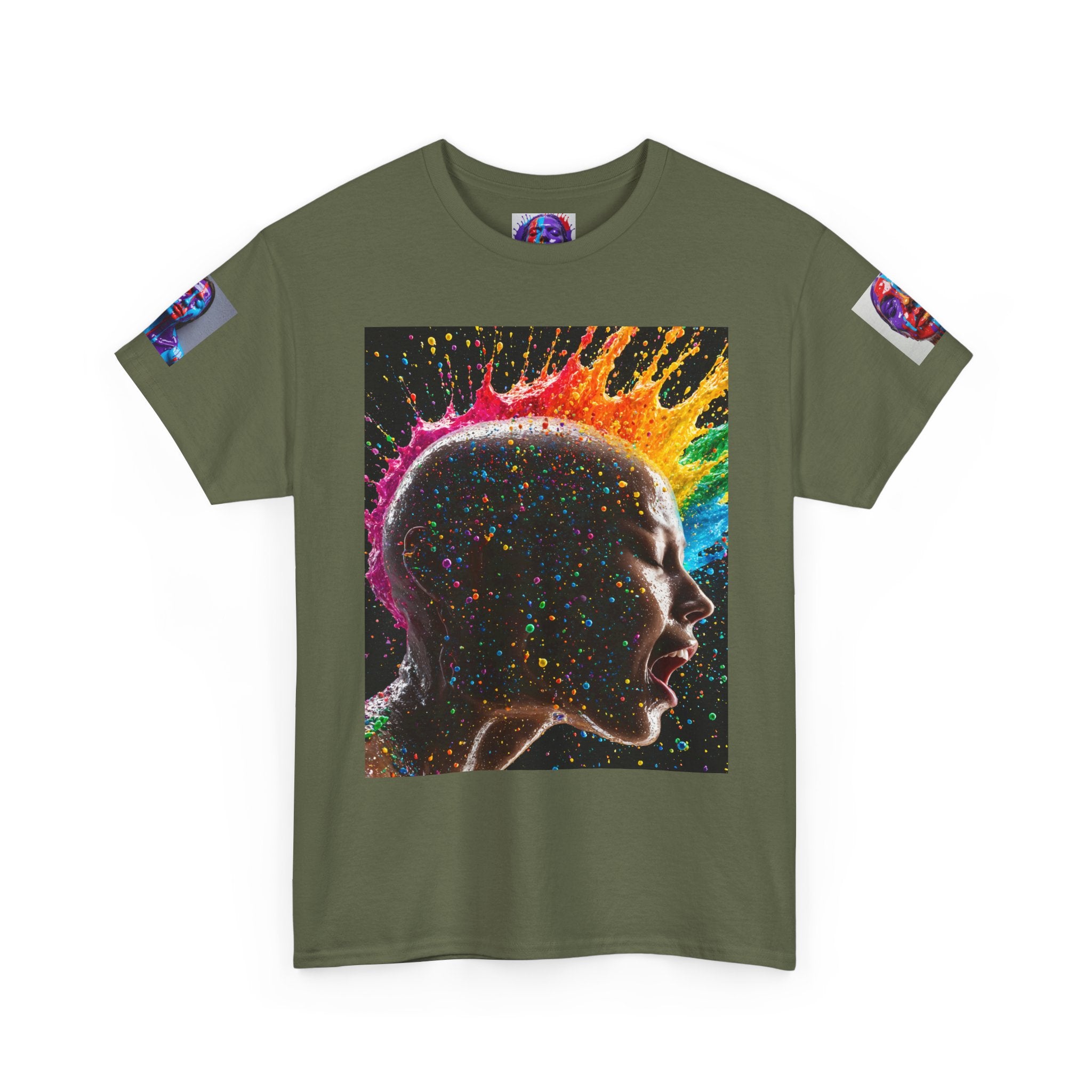 Psychedelic Head Profile Tee — Colorful Neon Abstract Portrait T-Shirt