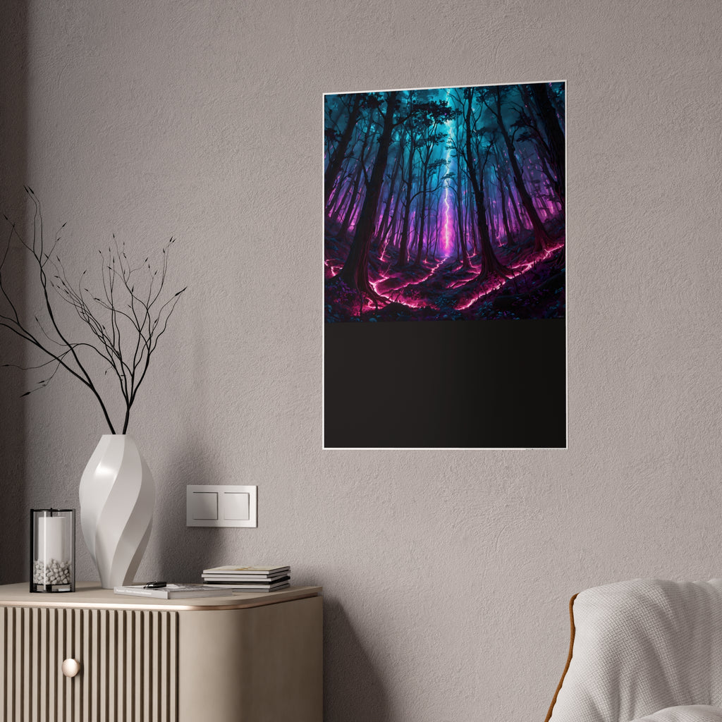 Neon Forest Gloss Poster — Vibrant Fantasy Landscape Wall Art