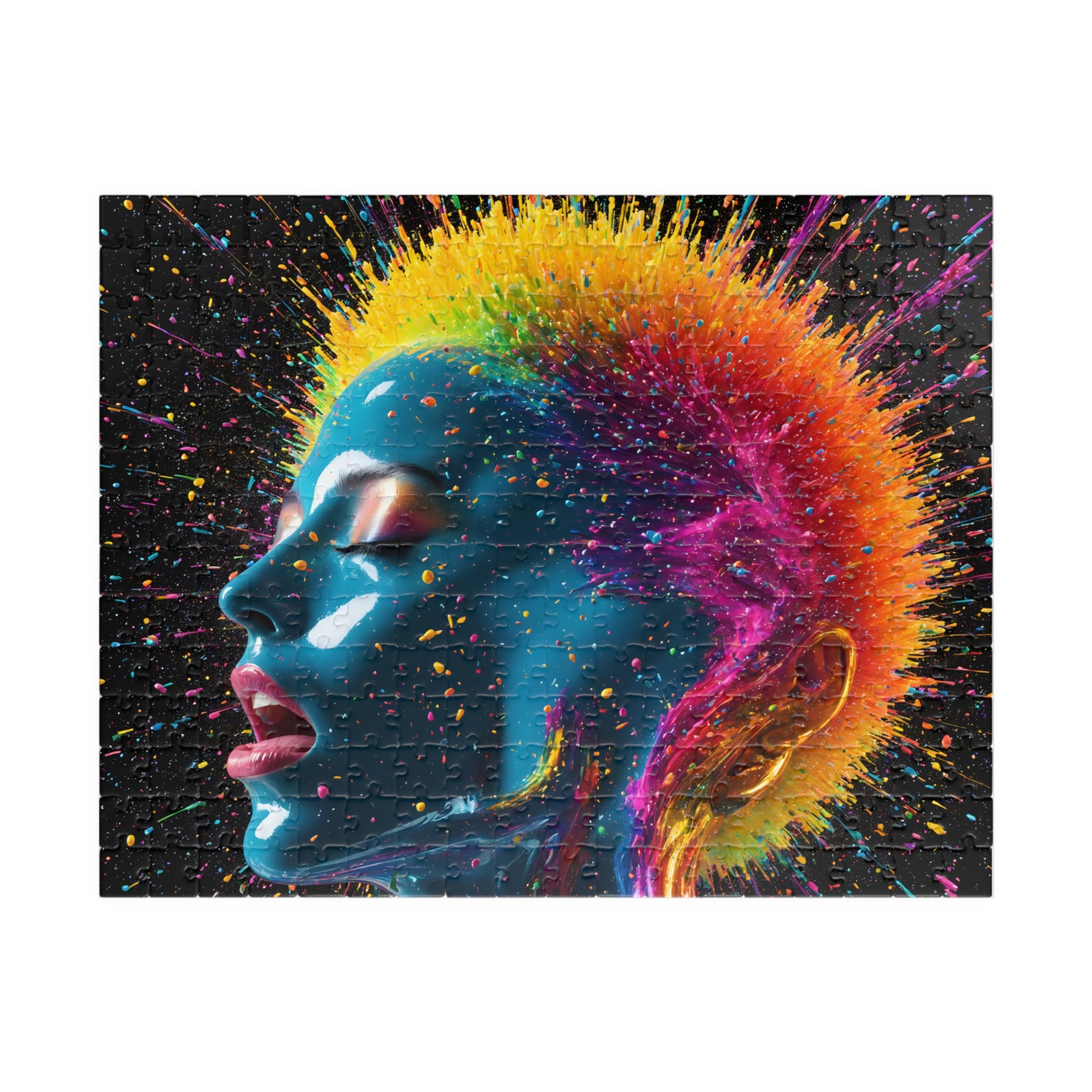 Puzzle portrait néon éclatant — Tête éclat de couleur Puzzle d'art de 110 à 1014 pièces