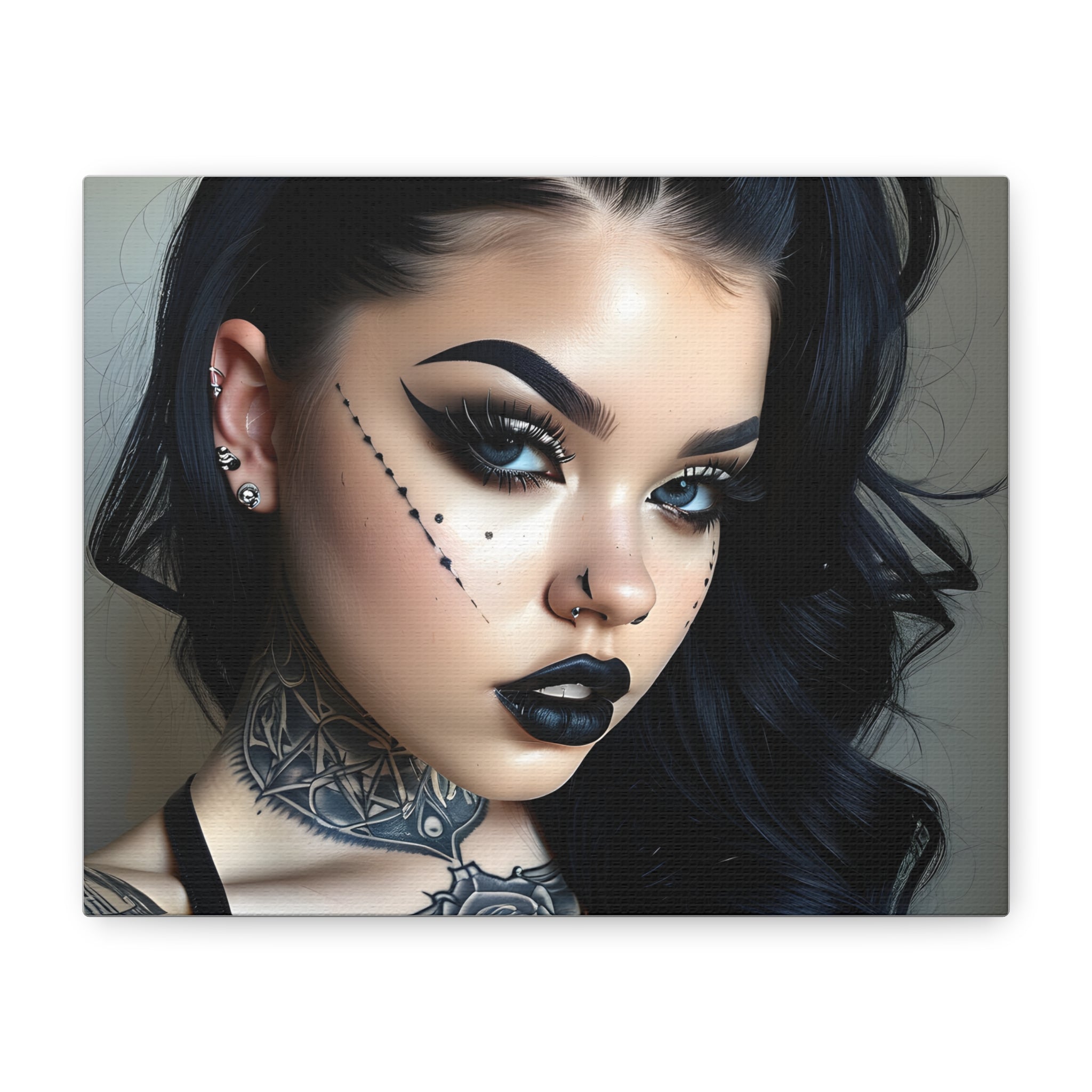 Goth Glam Portrait pinup style Canvas Print — Matte Stretched Wall Art