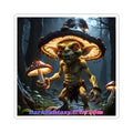 Goblin Mushroom Sticker — Dark Fantasy Kiss-Cut Decal ("DarkFantasyArt.com" Text)