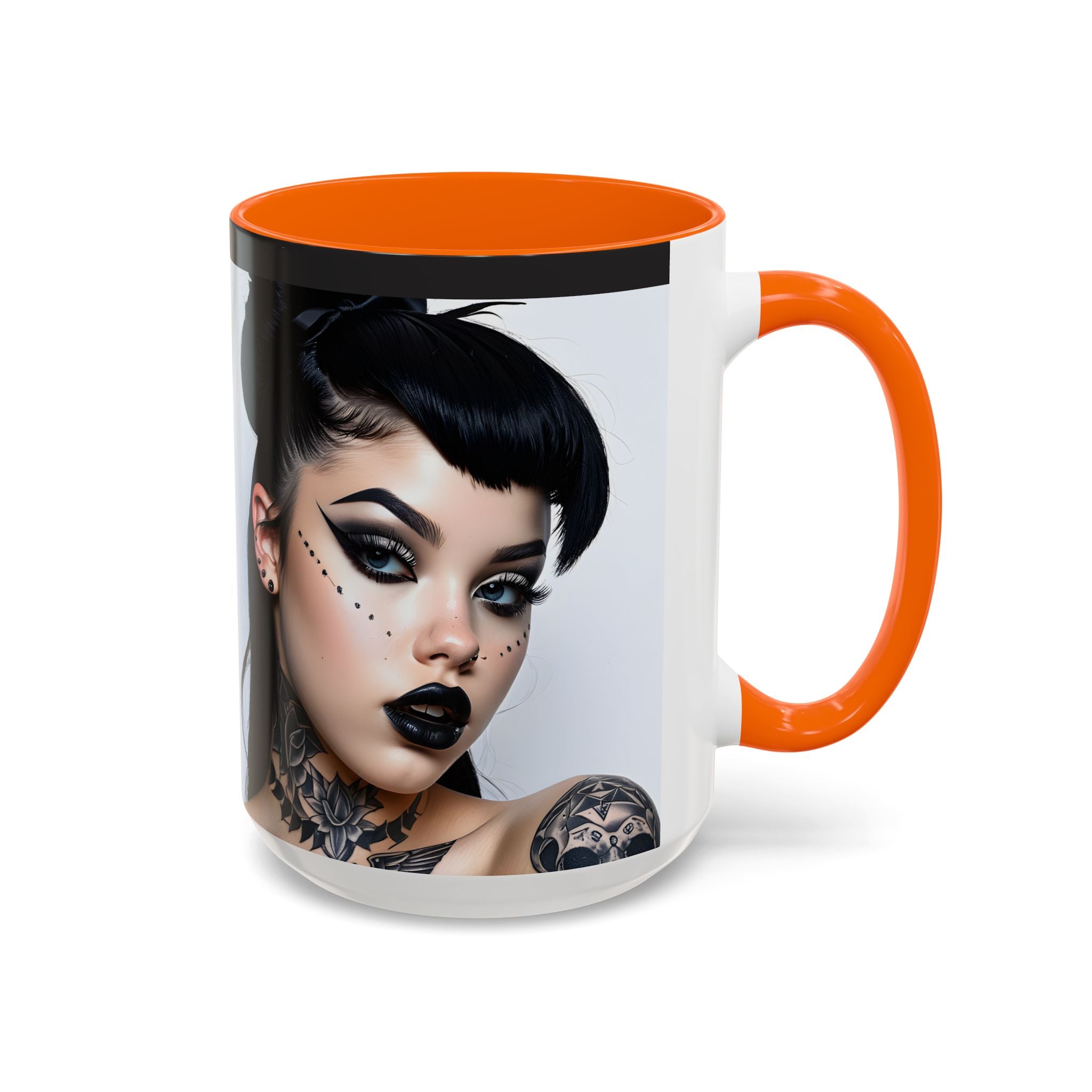 Goth Tattoo Girl Accent Coffee Mug – 11/15oz Black-Lined Ceramic