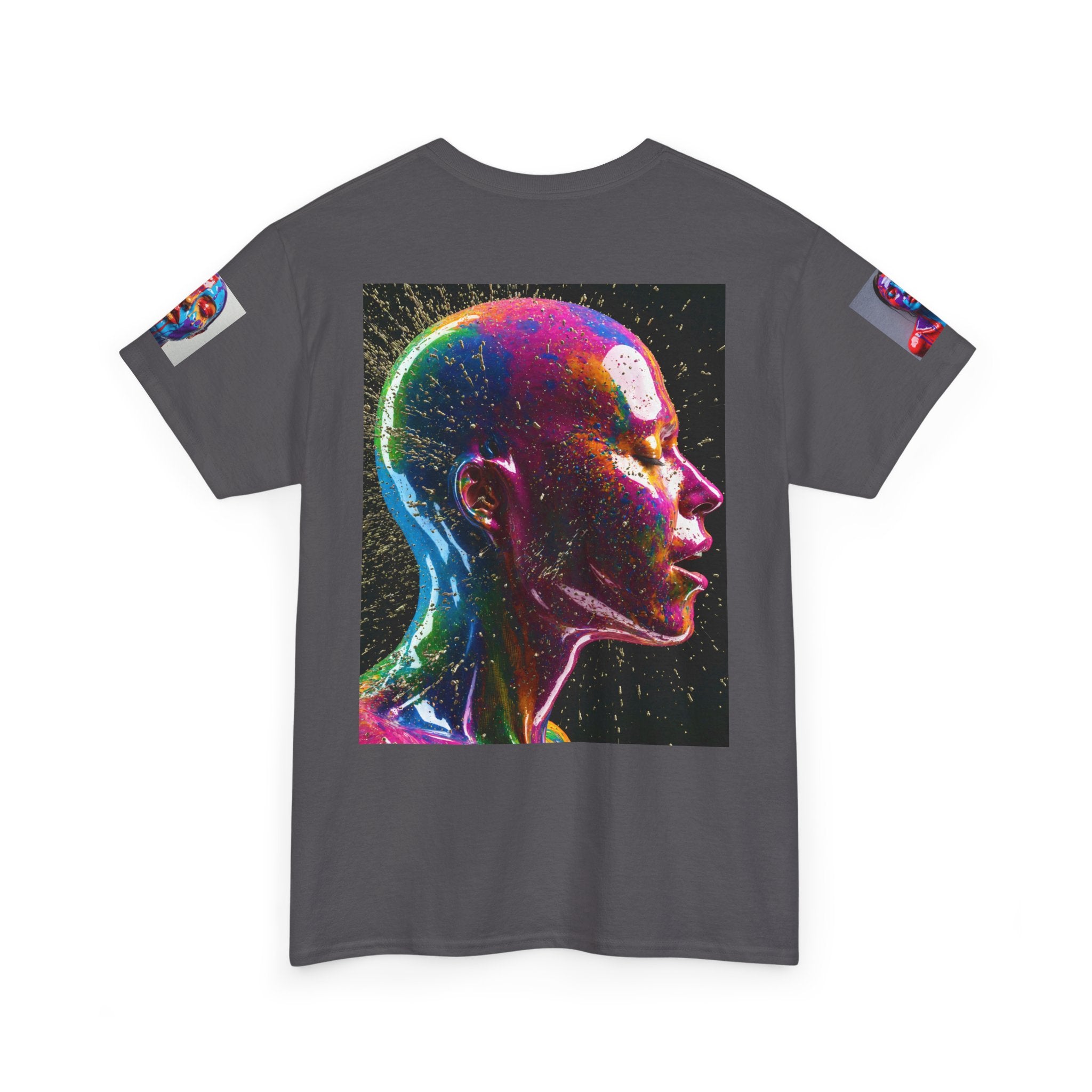 Psychedelic Head Profile Tee — Colorful Neon Abstract Portrait T-Shirt
