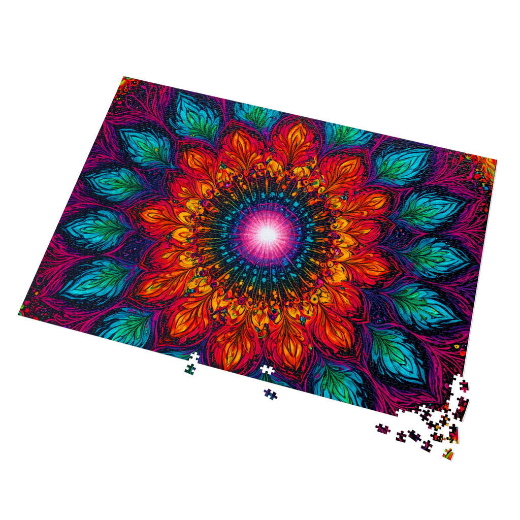 Puzzle Mandala en étain — Kaléidoscope Floral Vibrant 500 Pièces, Idée Cadeau