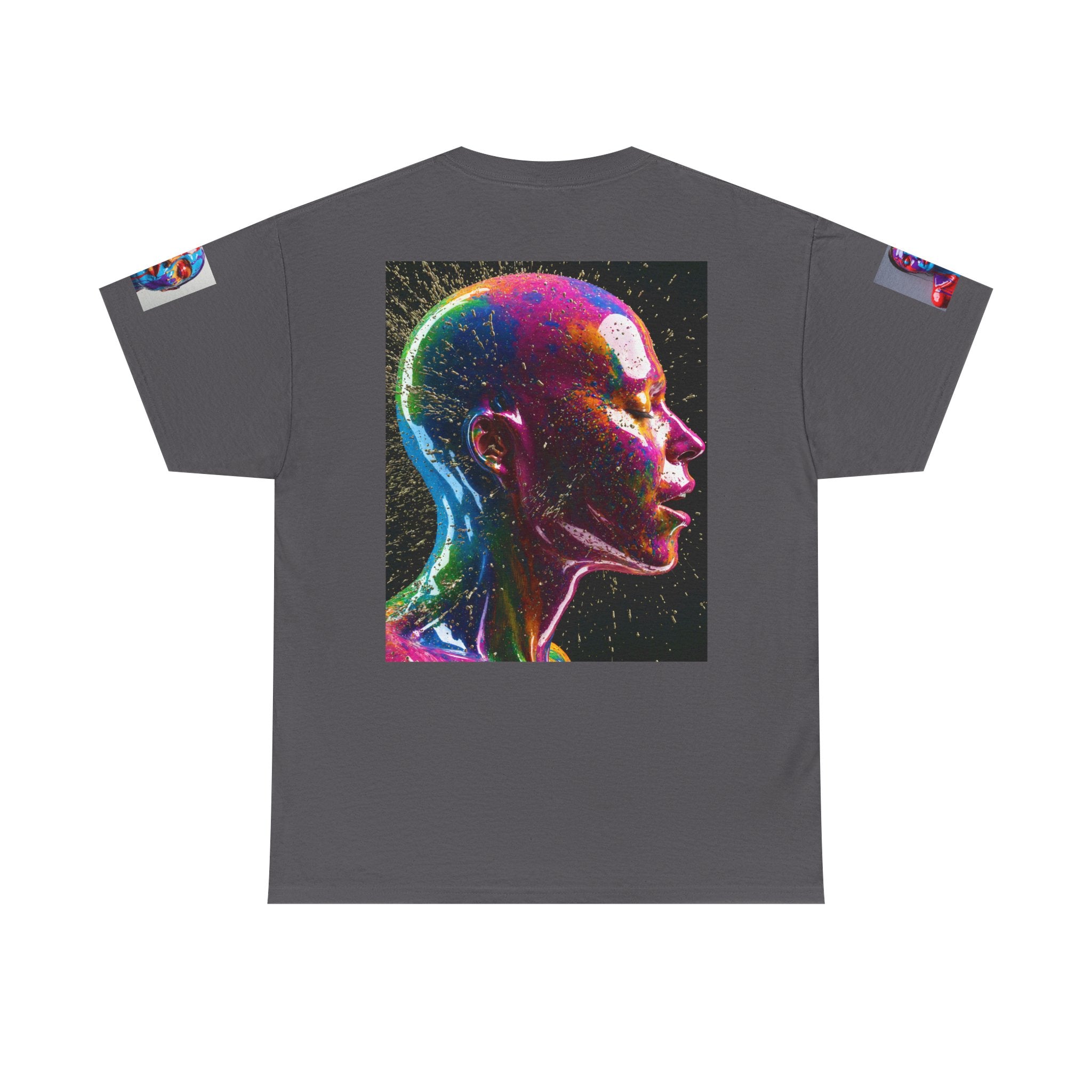 Psychedelic Head Profile Tee — Colorful Neon Abstract Portrait T-Shirt