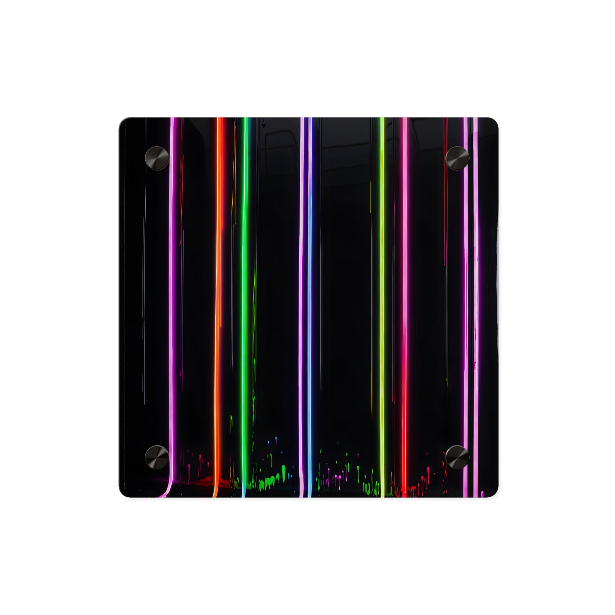 Panneau mural en acrylique à rayures néon – Art lumineux LED moderne et coloré