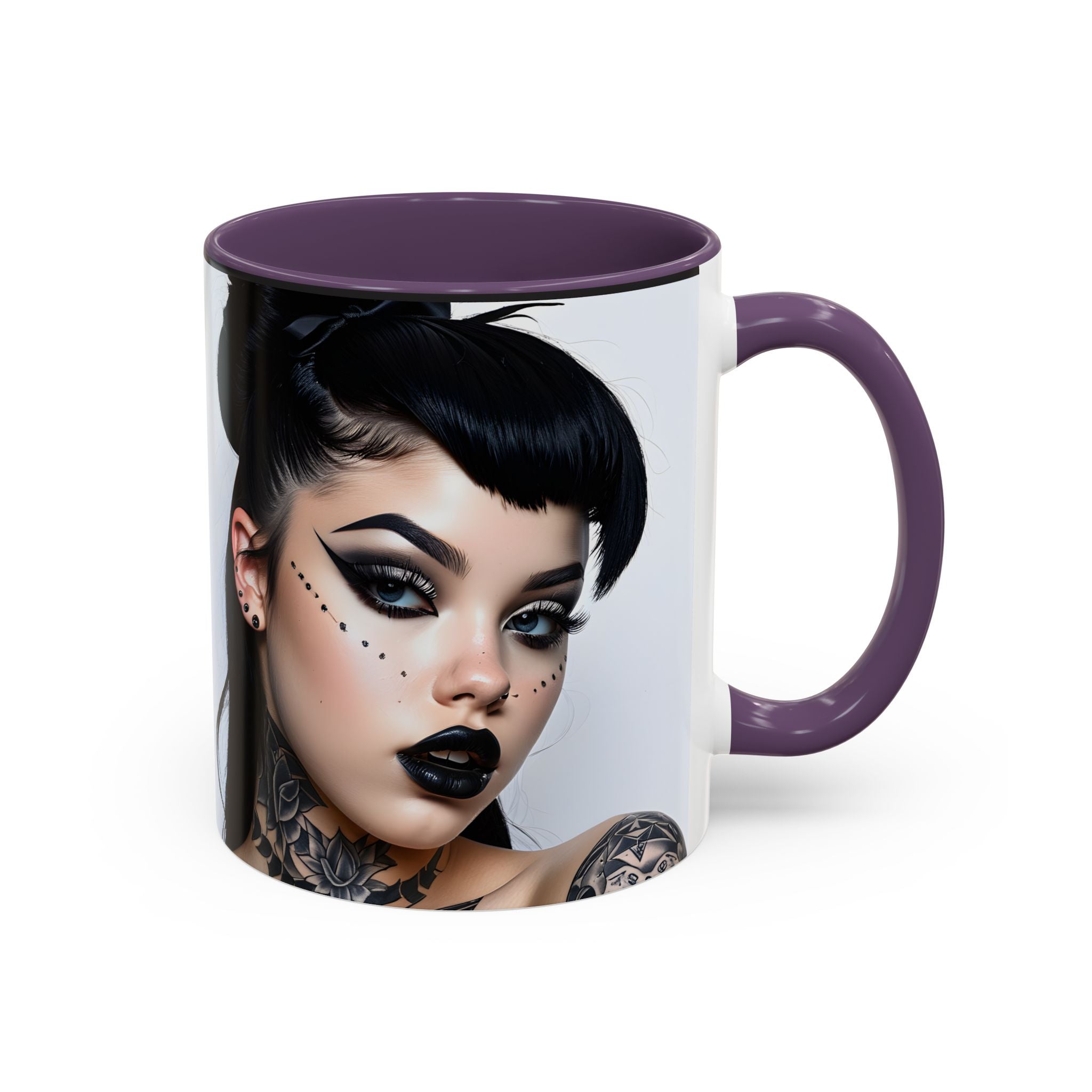 Goth Tattoo Girl Accent Coffee Mug – 11/15oz Black-Lined Ceramic