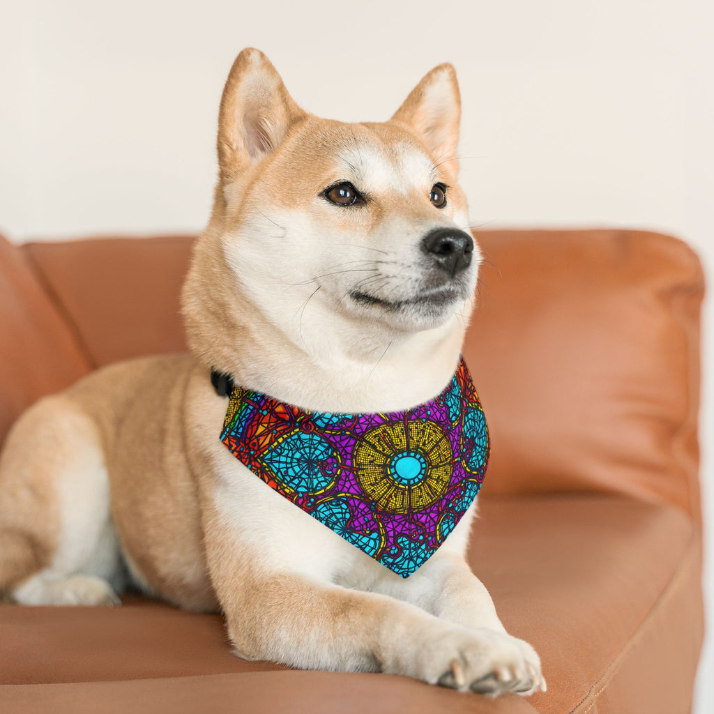 Pet Bandana — Colorful Mandala Stained Glass Collar Bandana for Dogs & Cats