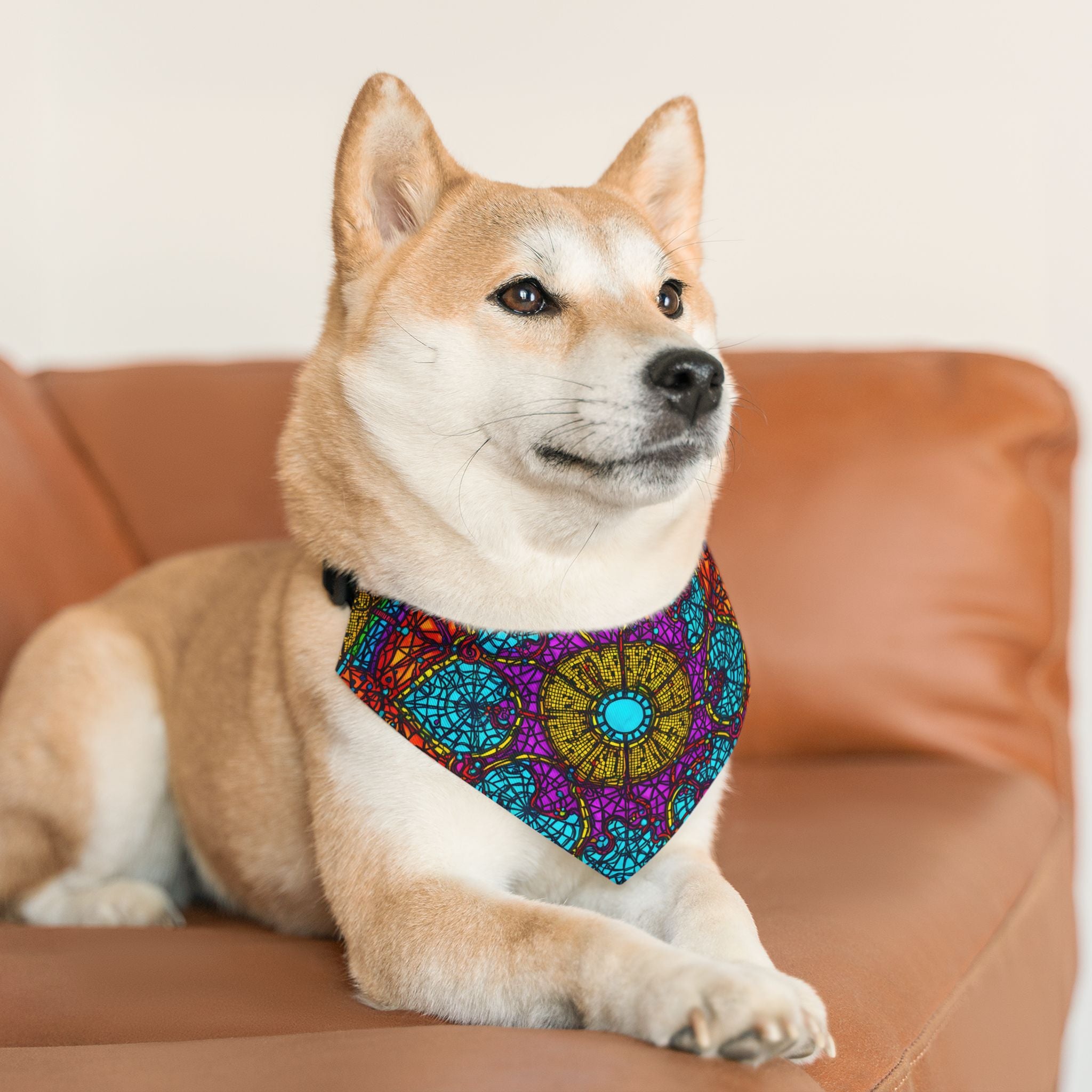 Pet Bandana — Colorful Mandala Stained Glass Collar Bandana for Dogs & Cats