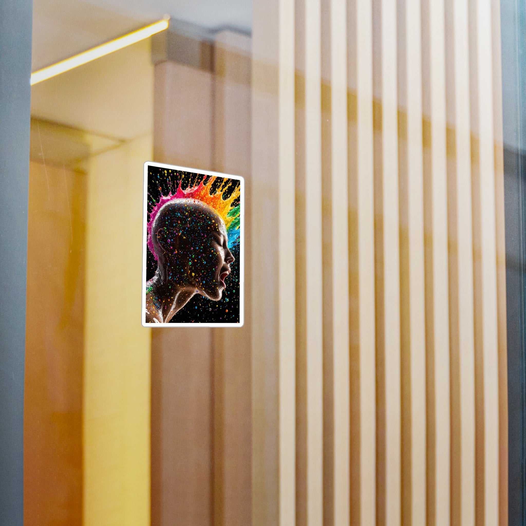 Vibrant Scream Rainbow Head Kiss-Cut Vinyl Decal — Colorful Pop Art Sticker
