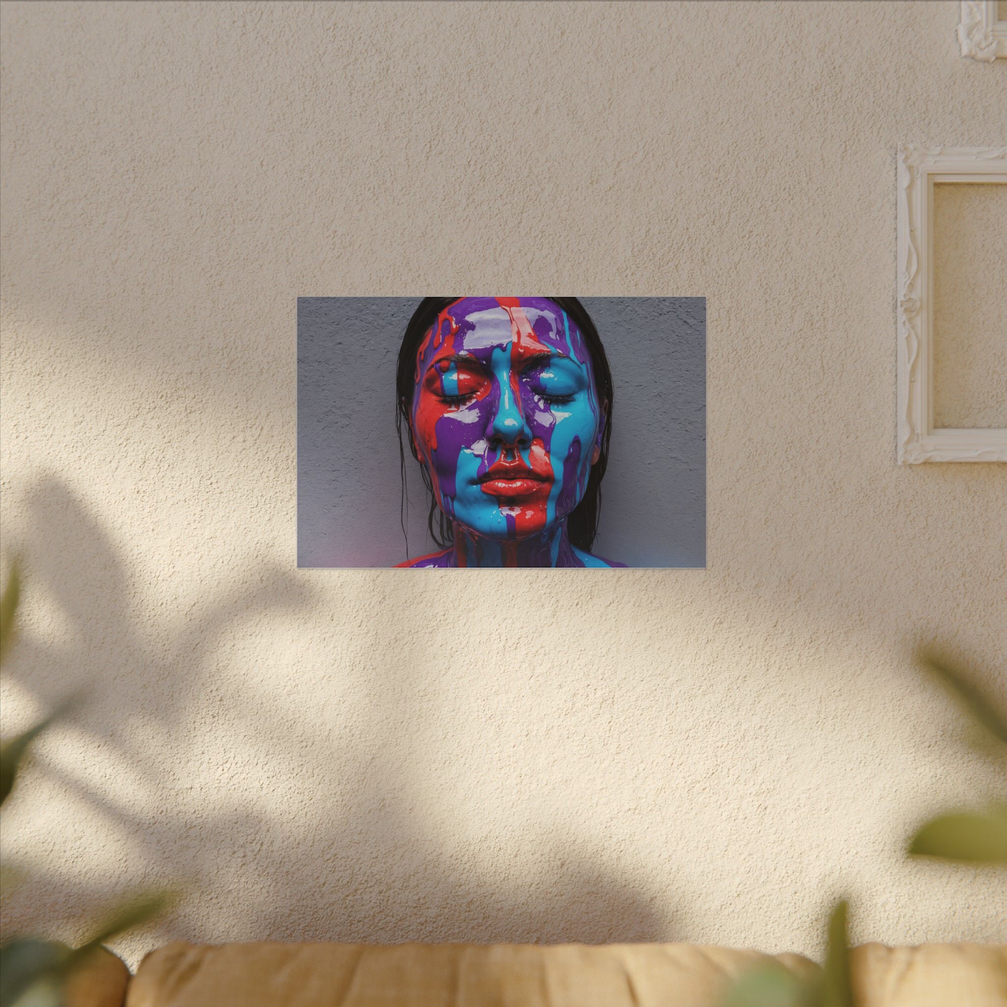 Color Drip Portrait Canvas Print — Vibrant Abstract Face Art on Matte Stretched Canvas
