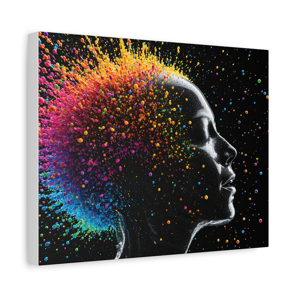 Toile imprimée mate Colorburst Silhouette — Art mural femme arc-en-ciel abstrait