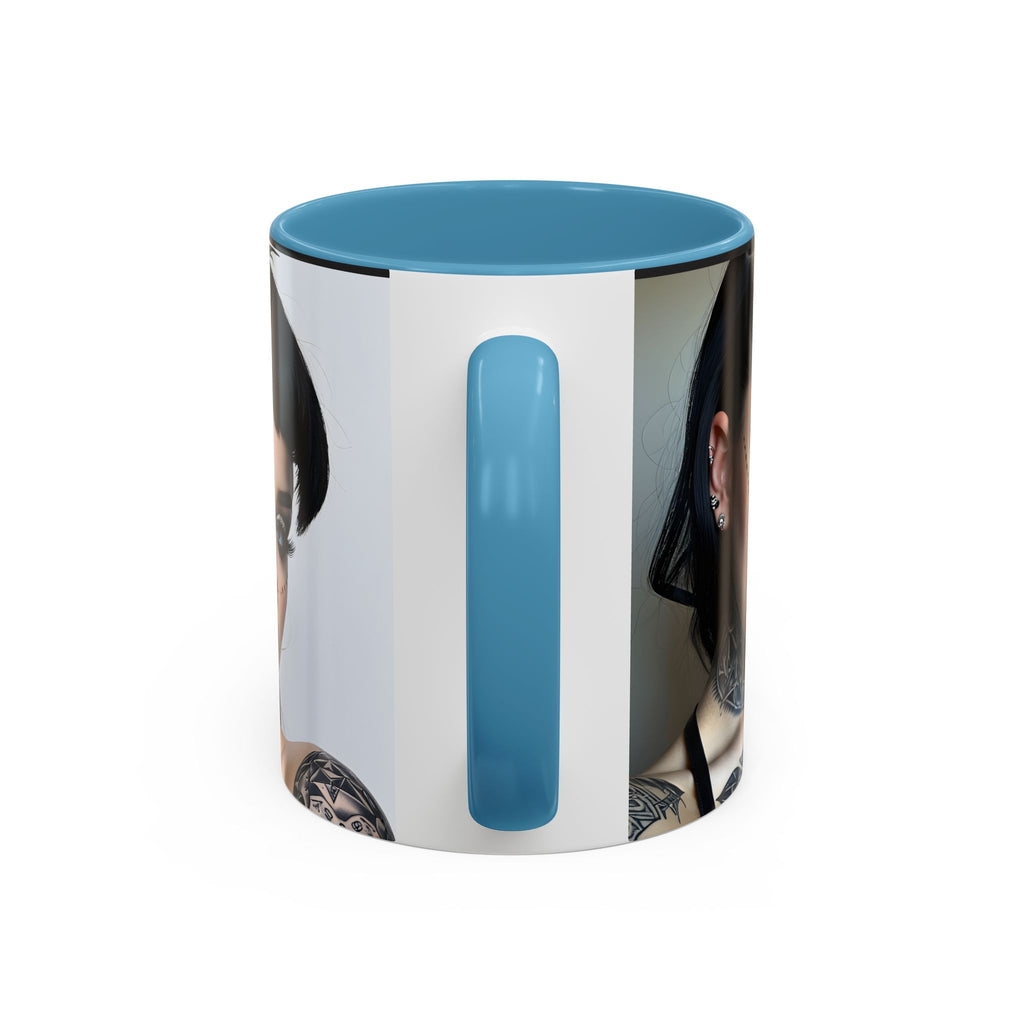 Goth Tattoo Girl Accent Coffee Mug – 11/15oz Black-Lined Ceramic