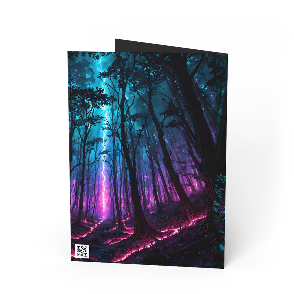 Mystic Neon Mushroom Greeting Card — Psychedelic Forest Art Card for Birthdays, Thank You, or Just Because