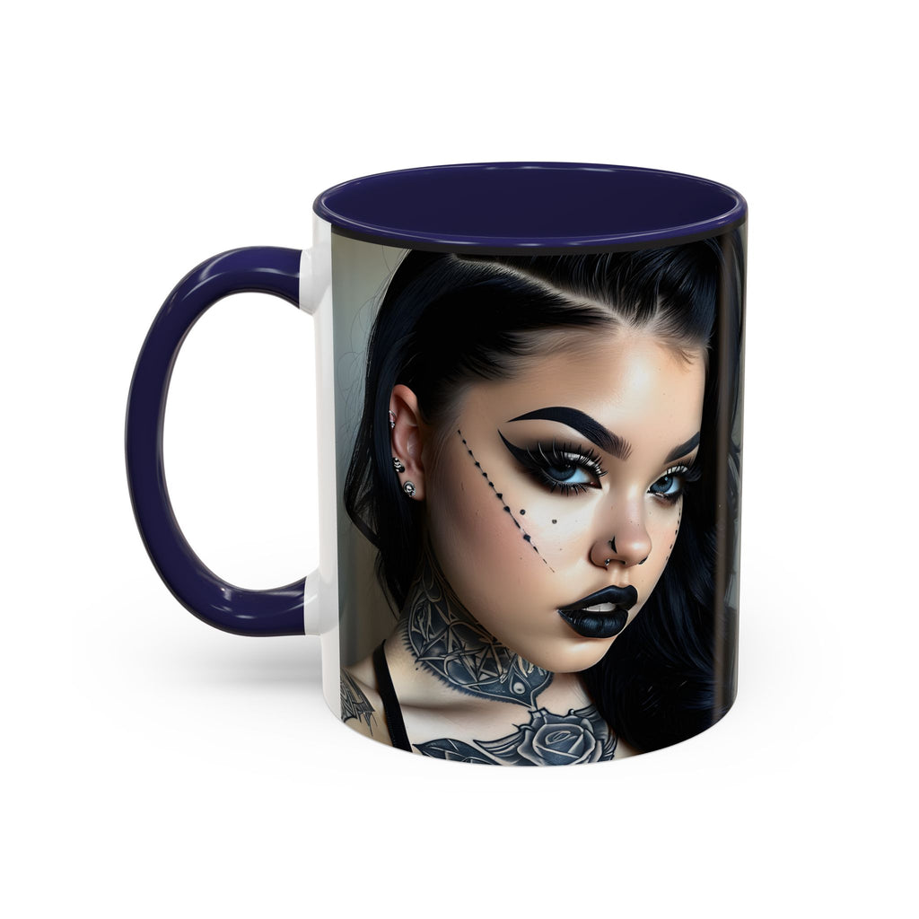 Goth Tattoo Girl Accent Coffee Mug – 11/15oz Black-Lined Ceramic
