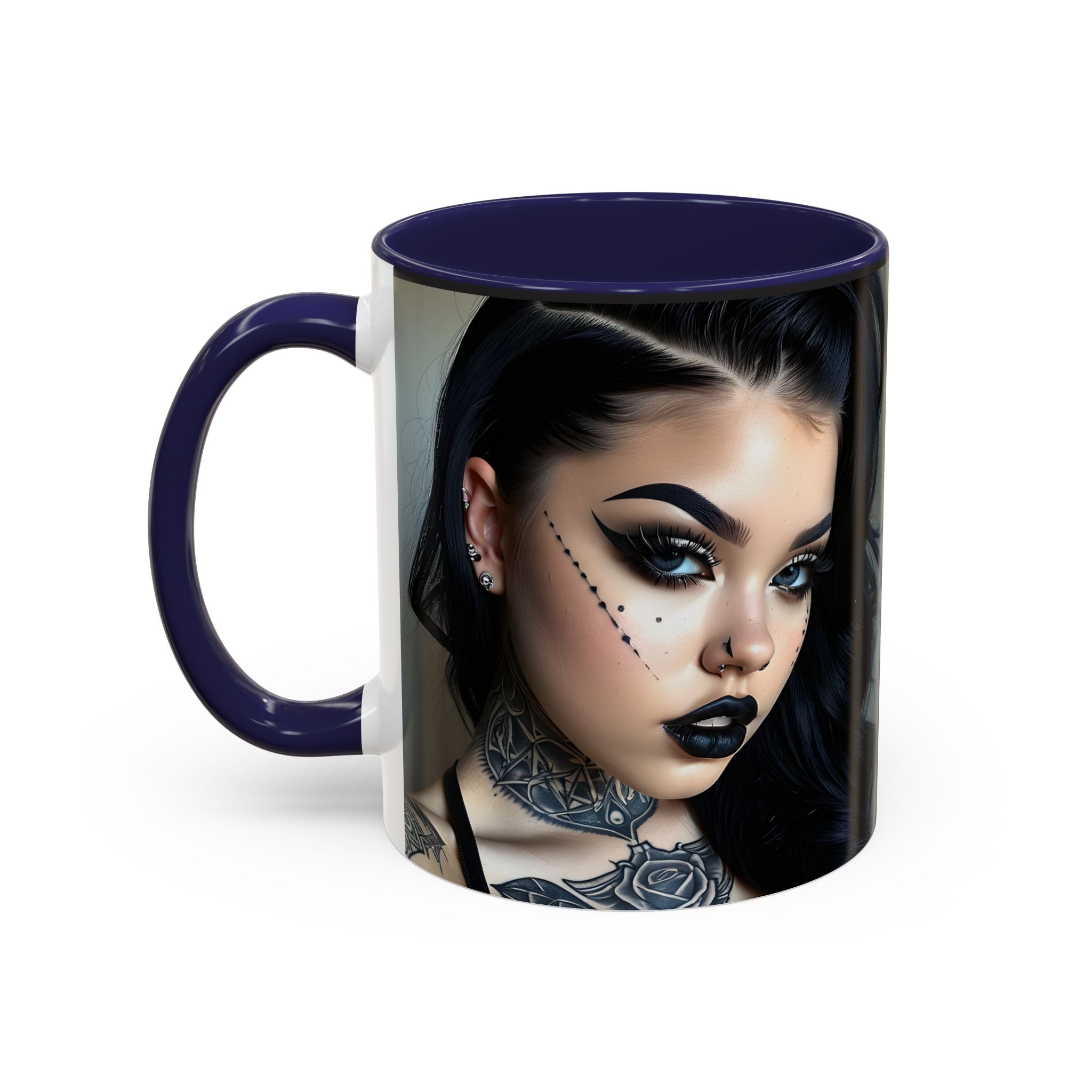 Goth Tattoo Girl Accent Coffee Mug – 11/15oz Black-Lined Ceramic