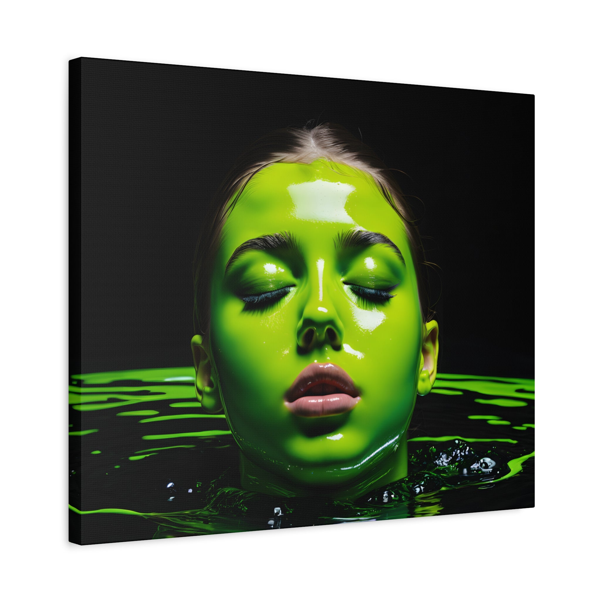 Neon Green Portrait Matte Canvas Print — Stretched Wall Art