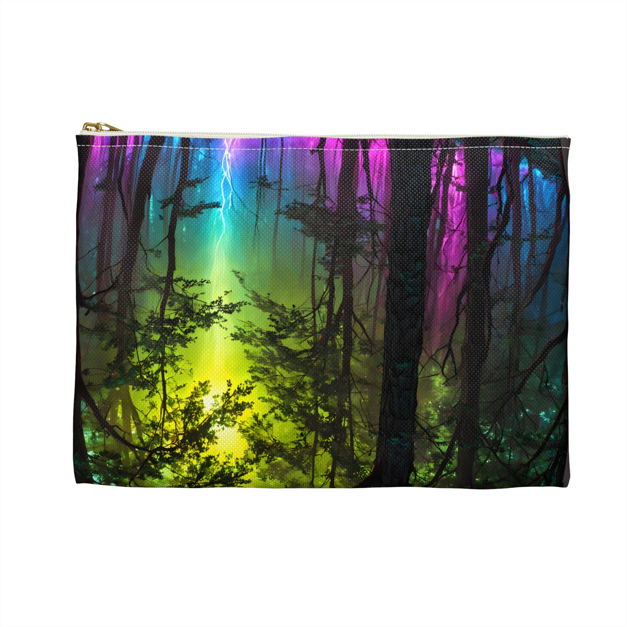 Mystic Mushroom Forest Accessory Pouch — Colorful Enchanted Woodland Makeup Bag