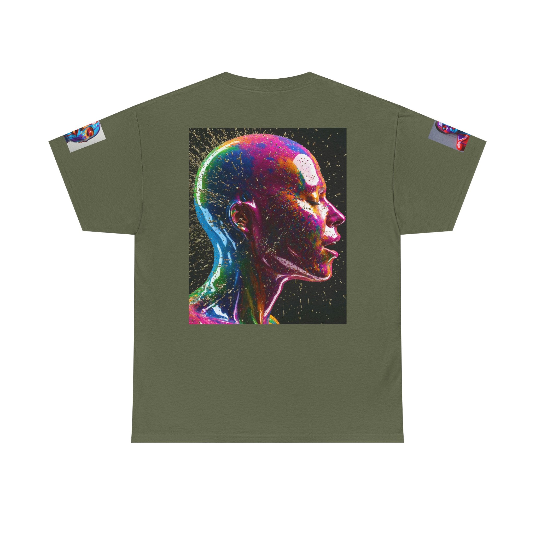 Psychedelic Head Profile Tee — Colorful Neon Abstract Portrait T-Shirt