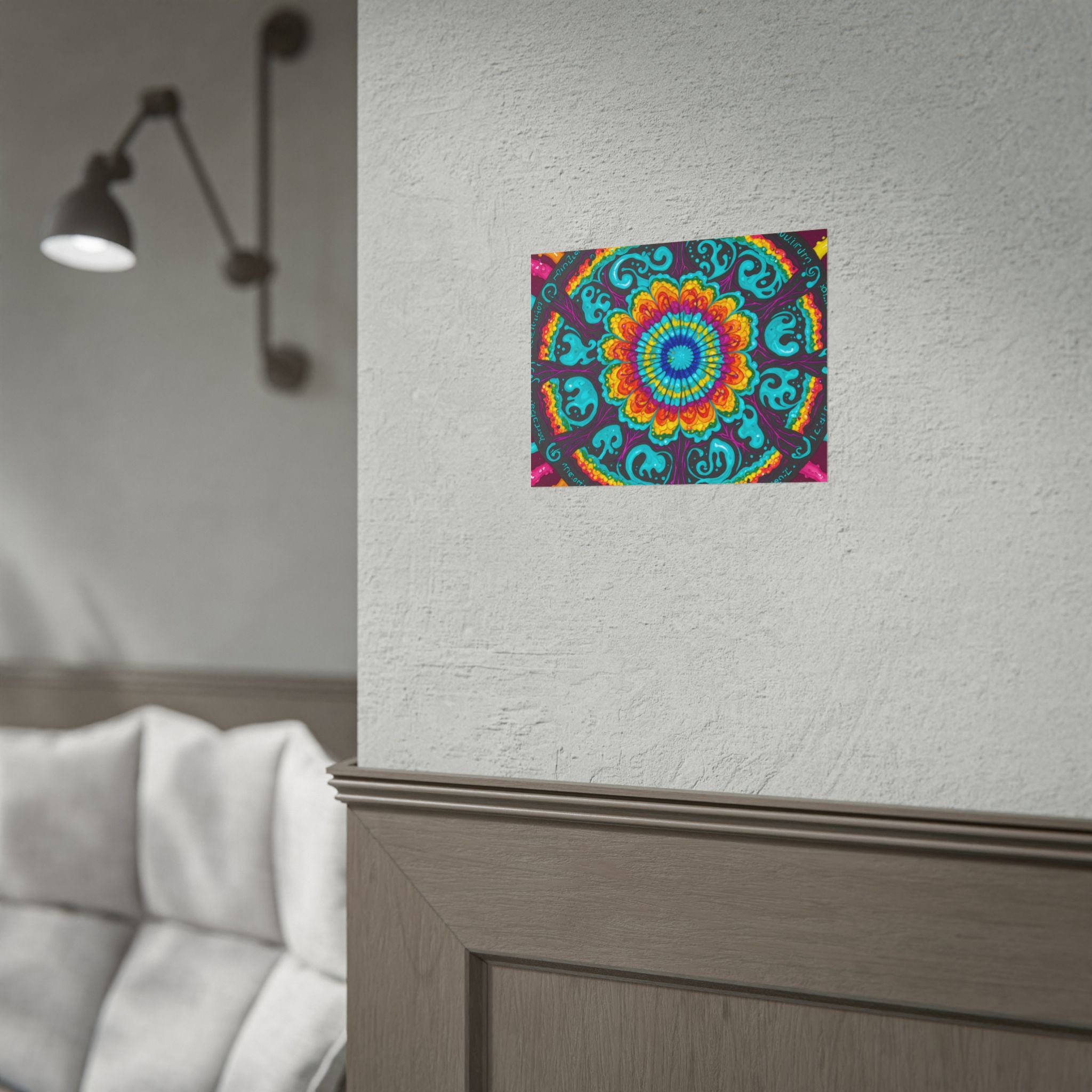 Affiche roulée — Art mural Mandala psychédélique vibrant