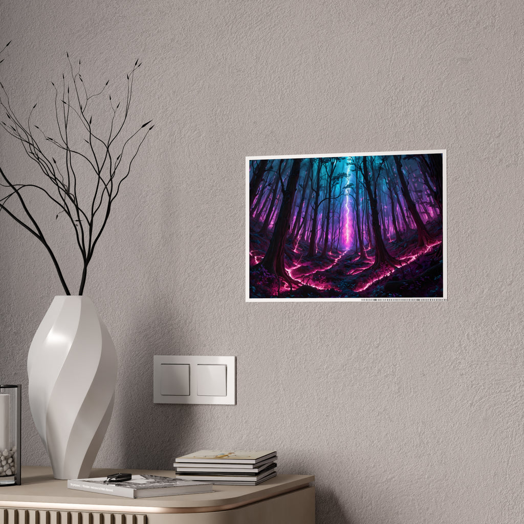 Neon Forest Gloss Poster — Vibrant Fantasy Landscape Wall Art