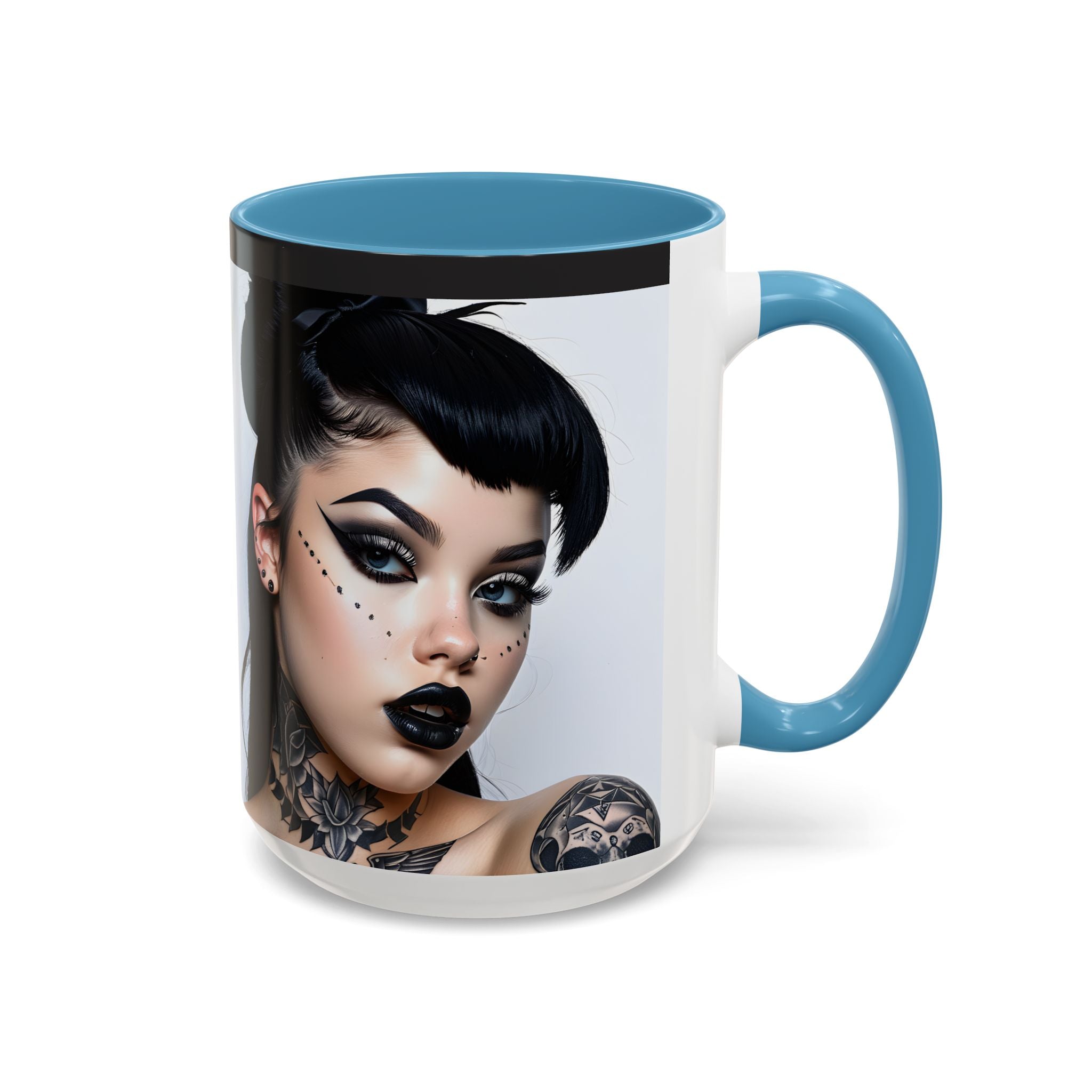 Goth Tattoo Girl Accent Coffee Mug – 11/15oz Black-Lined Ceramic