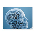 Frosted Mechanical Skull Canvas Art – Blue Anatomical Surreal Print