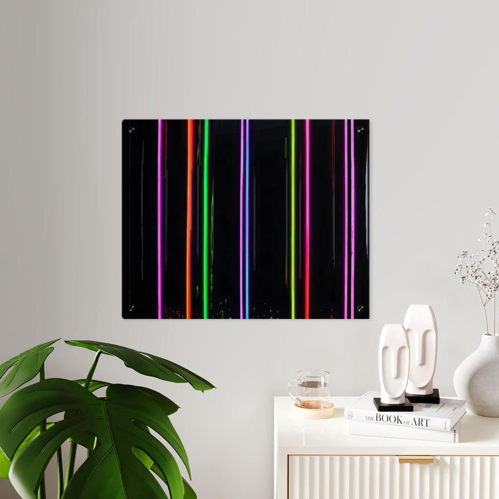 Neon Stripe Acrylic Wall Panel – Colorful Modern LED Light Art