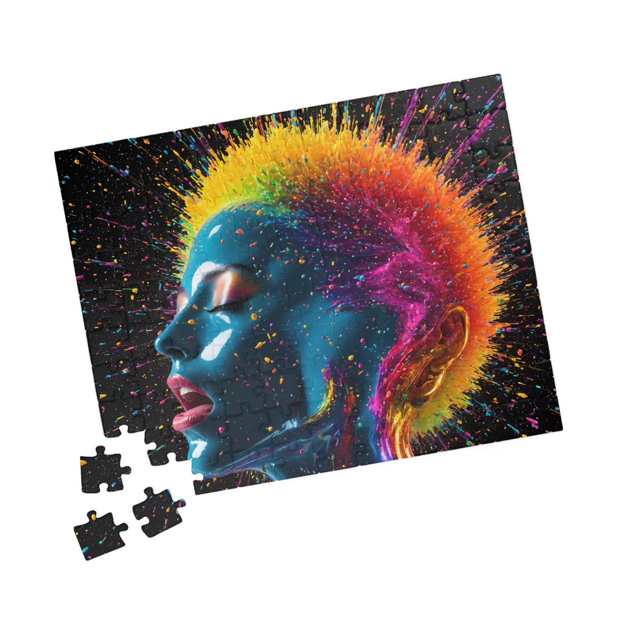 Puzzle portrait néon éclatant — Tête éclat de couleur Puzzle d'art de 110 à 1014 pièces