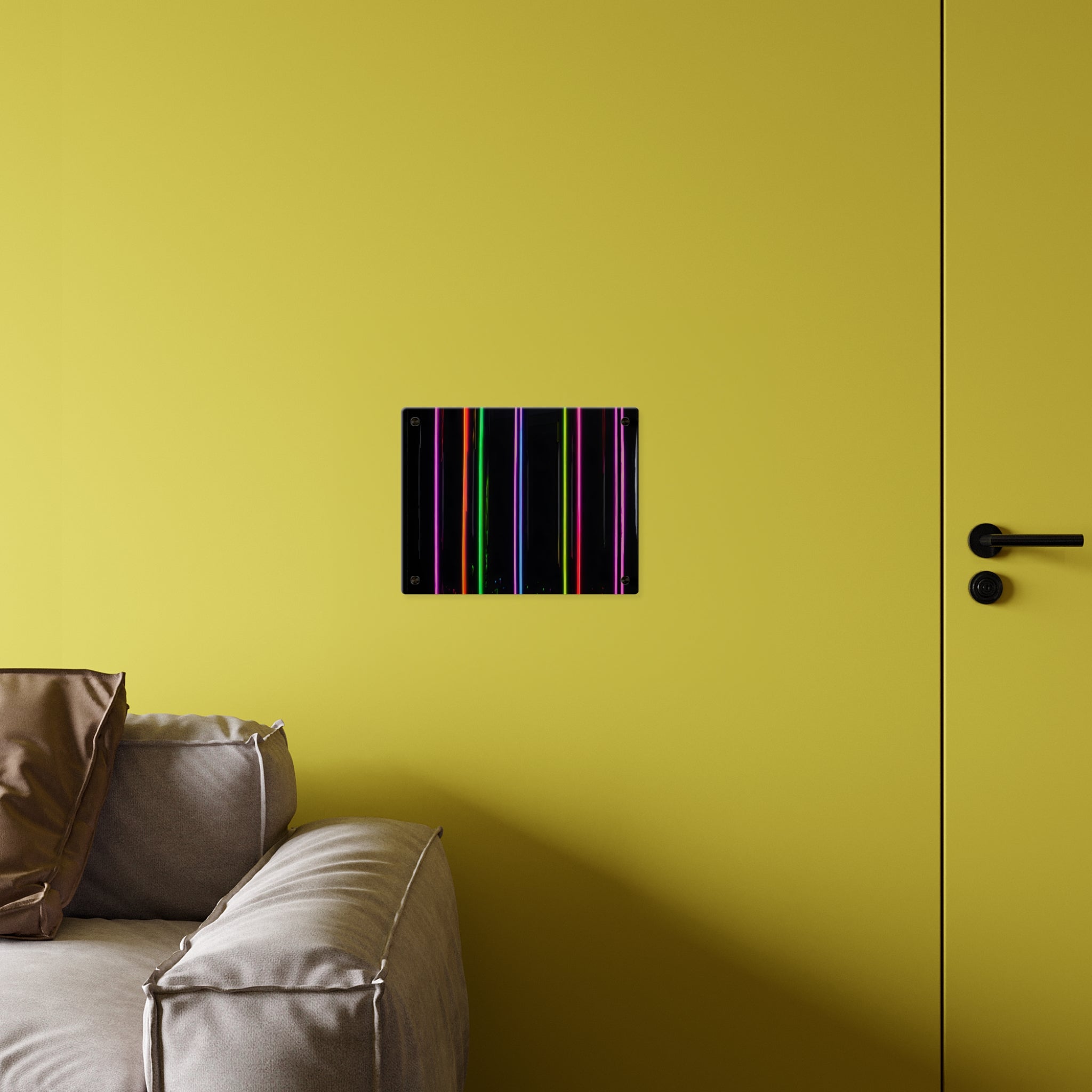 Neon Stripe Acrylic Wall Panel – Colorful Modern LED Light Art