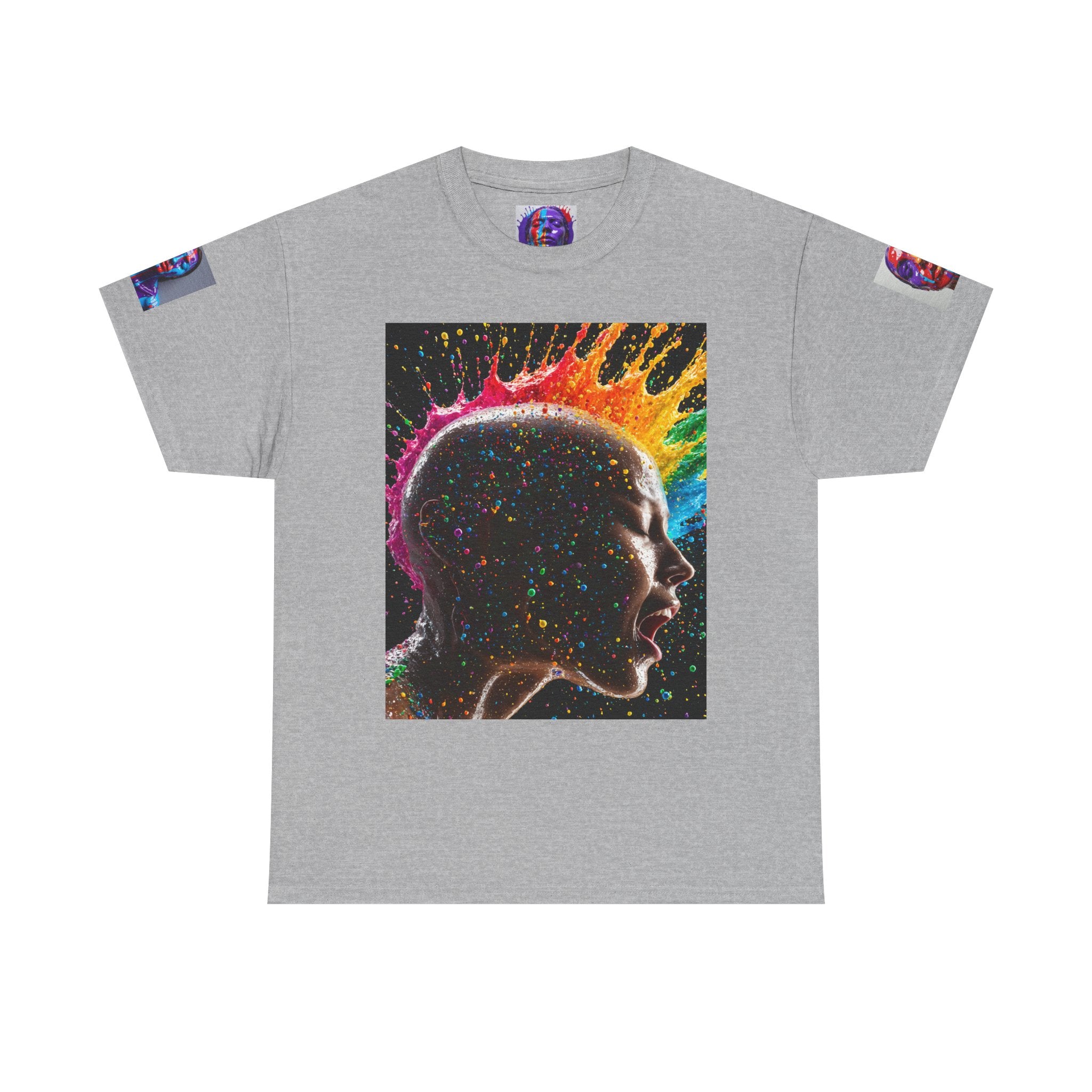 T-shirt Profil de tête psychédélique — T-shirt Portrait Abstrait Néon Coloré