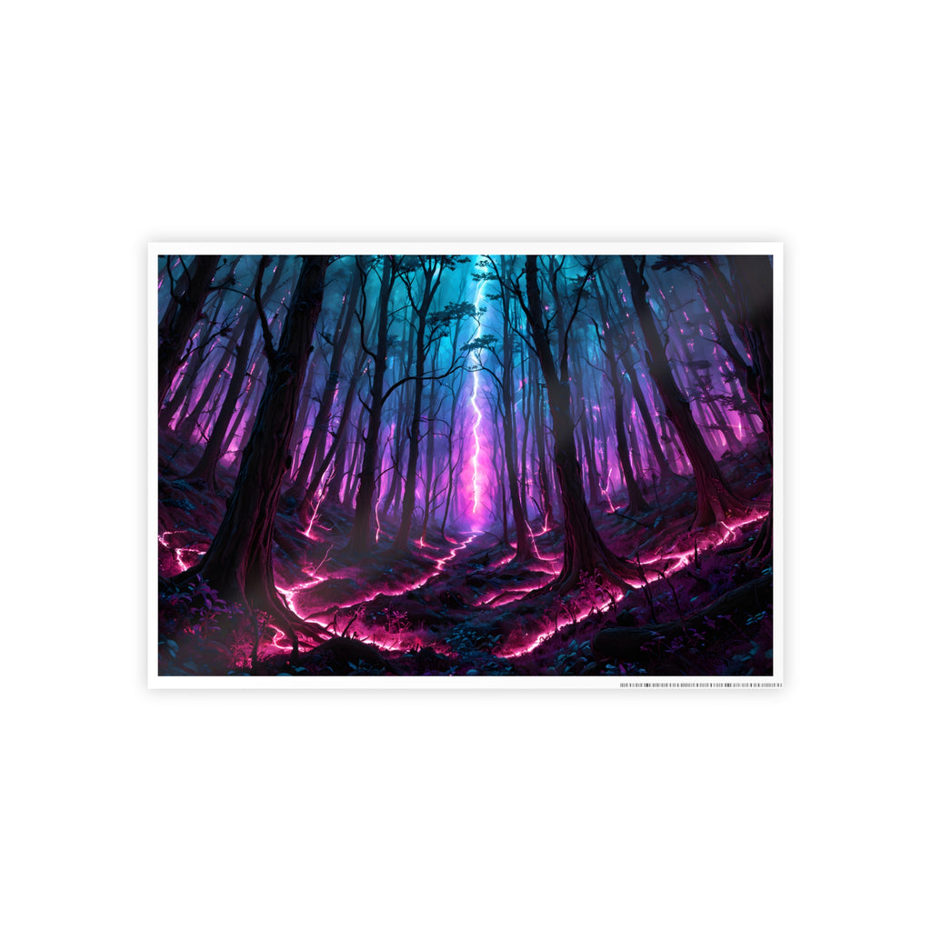 Neon Forest Gloss Poster — Vibrant Fantasy Landscape Wall Art