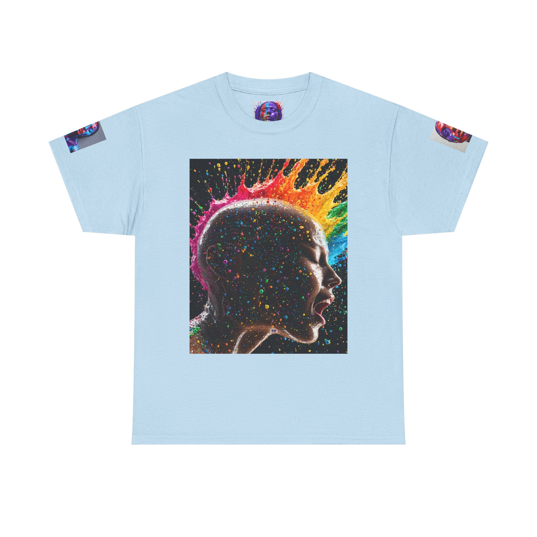 T-shirt Profil de tête psychédélique — T-shirt Portrait Abstrait Néon Coloré