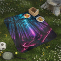 Psychedelic Glowing Mushroom Beach Towel — Neon Fantasy Ocean Vibes