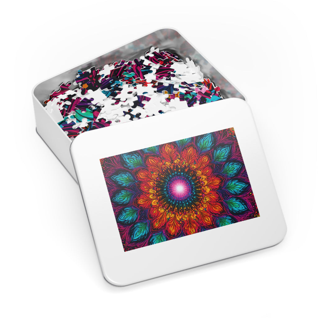 Puzzle Mandala en étain — Kaléidoscope Floral Vibrant 500 Pièces, Idée Cadeau