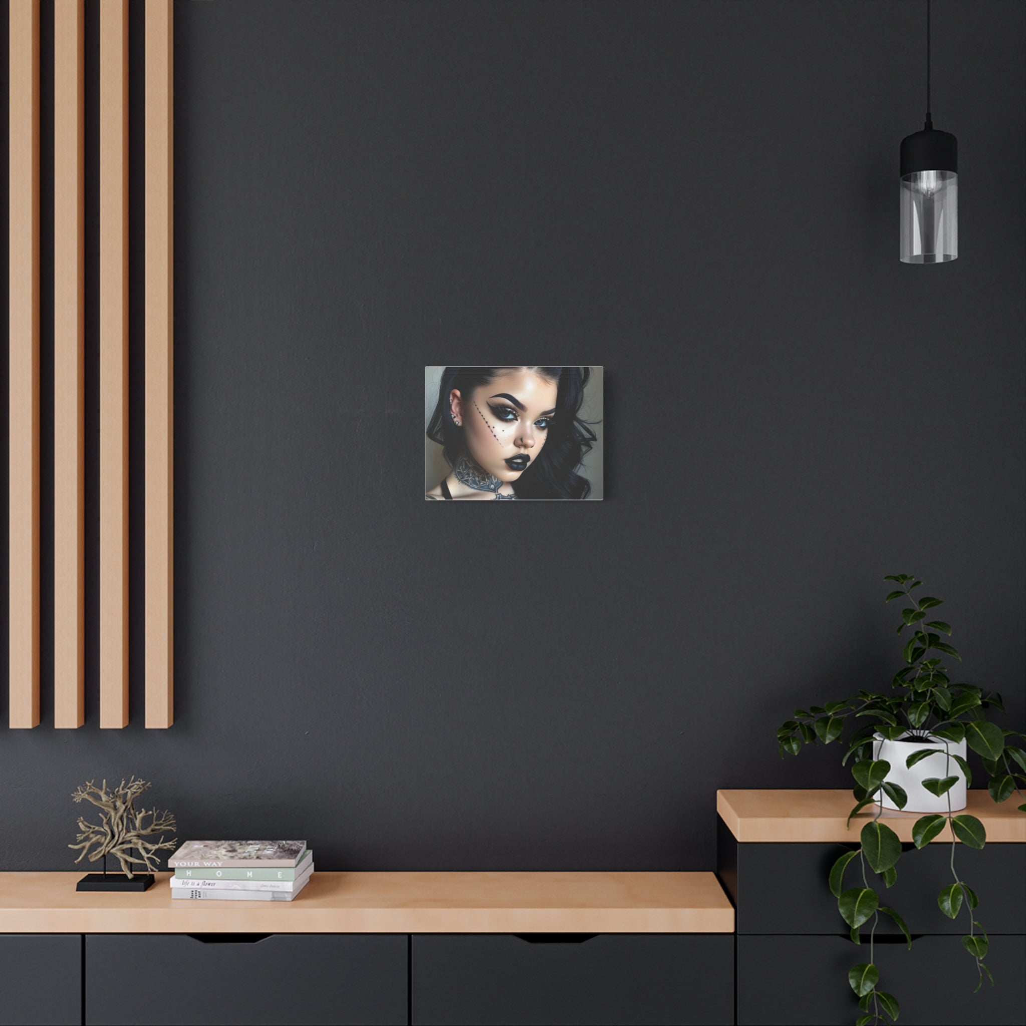Goth Glam Portrait pinup style Canvas Print — Matte Stretched Wall Art