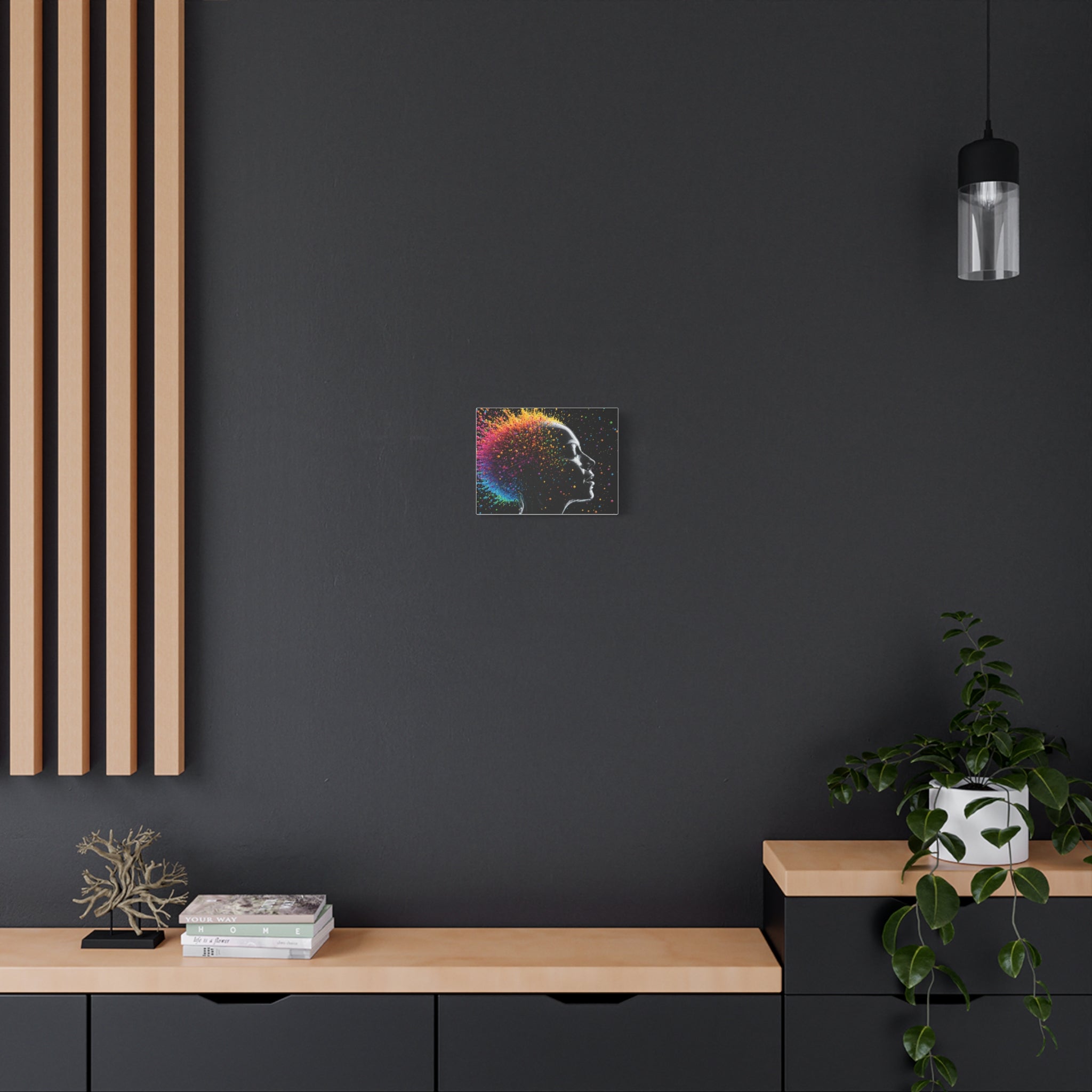 Colorburst Silhouette Matte Canvas Print — Abstract Rainbow Woman Wall Art