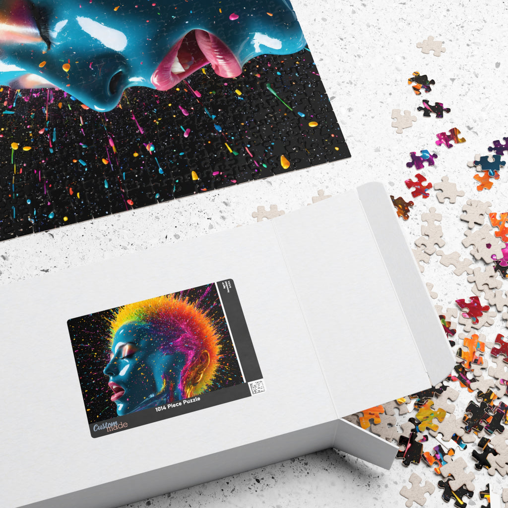 Puzzle portrait néon éclatant — Tête éclat de couleur Puzzle d'art de 110 à 1014 pièces