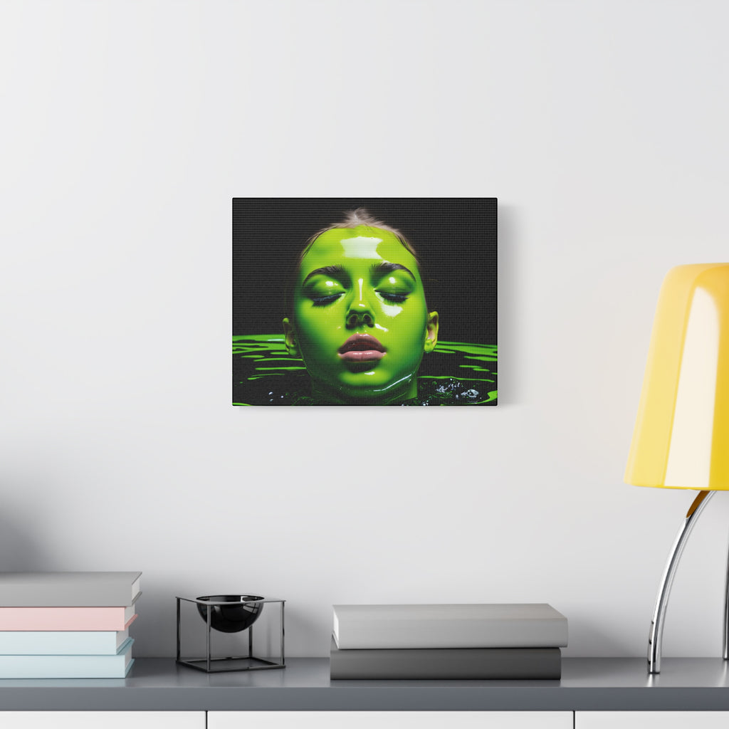 Neon Green Portrait Matte Canvas Print — Stretched Wall Art