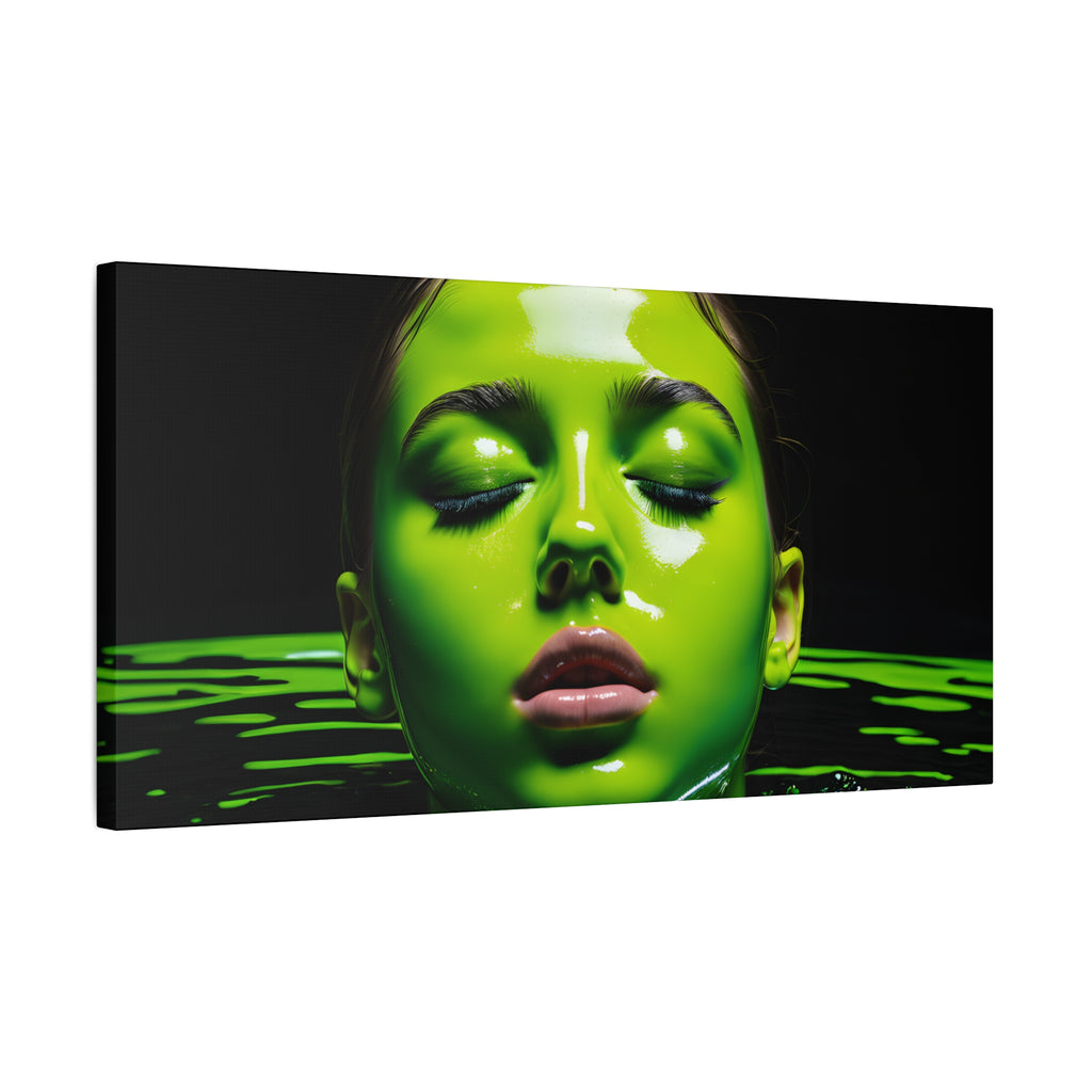 Neon Green Portrait Matte Canvas Print — Stretched Wall Art